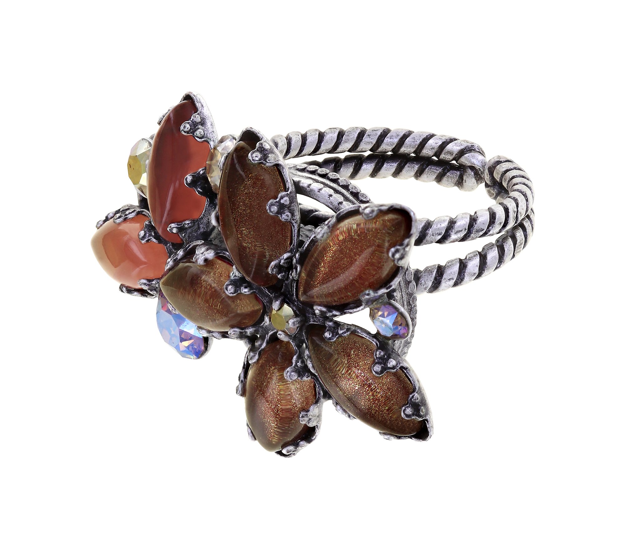image for Ring Twisted Flower Brown  
