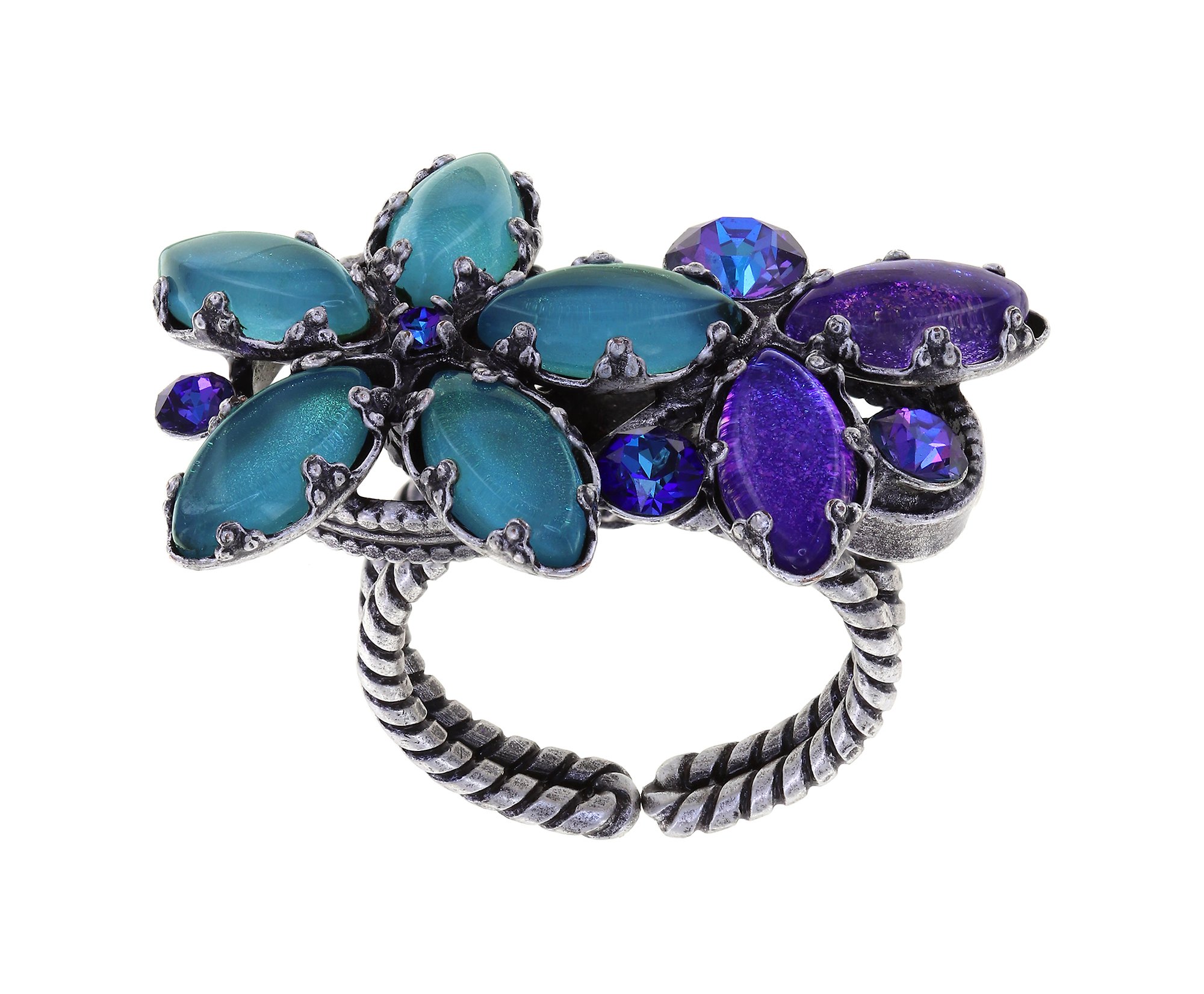 image pour Anneau Twisted Flower Bleu / Lila  