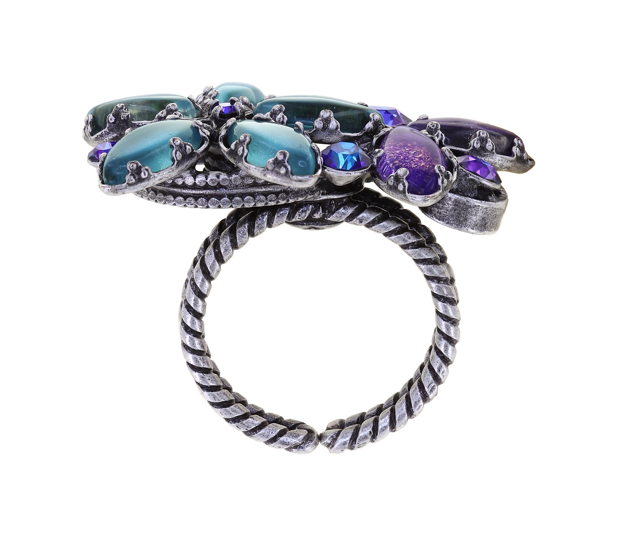 image pour Anneau Twisted Flower Bleu / Lila  