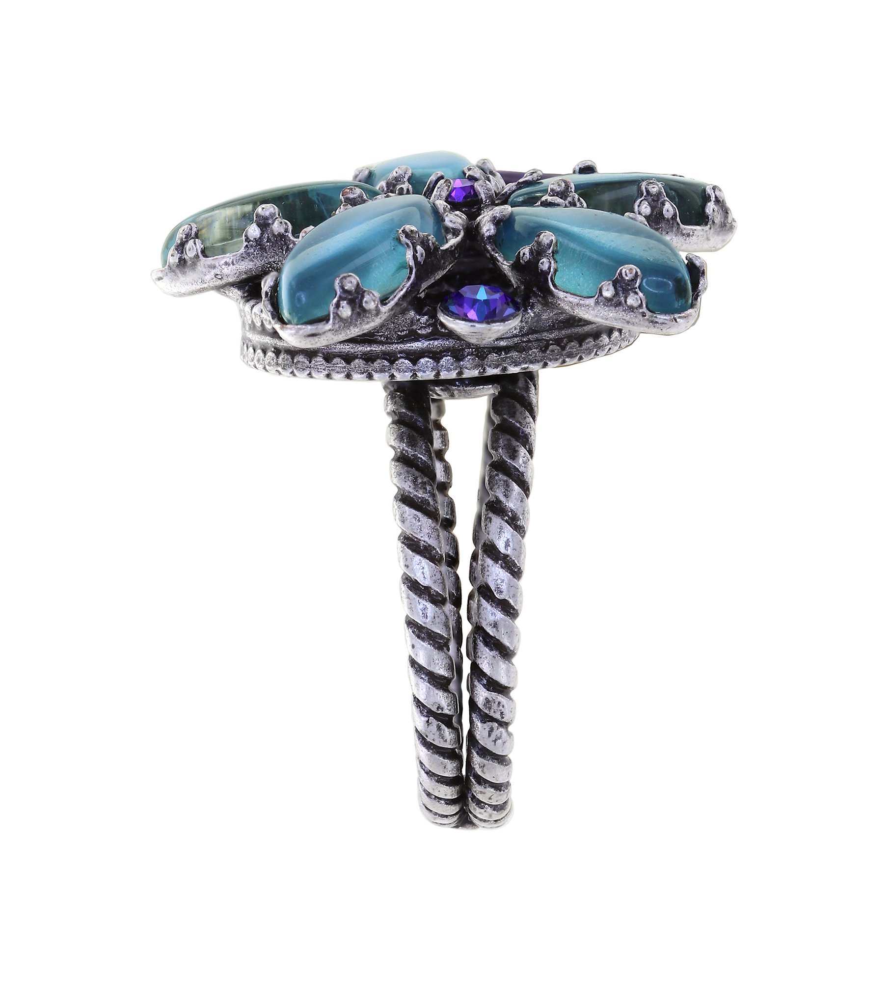 image for Ring Twisted Flower Blue / Lila  