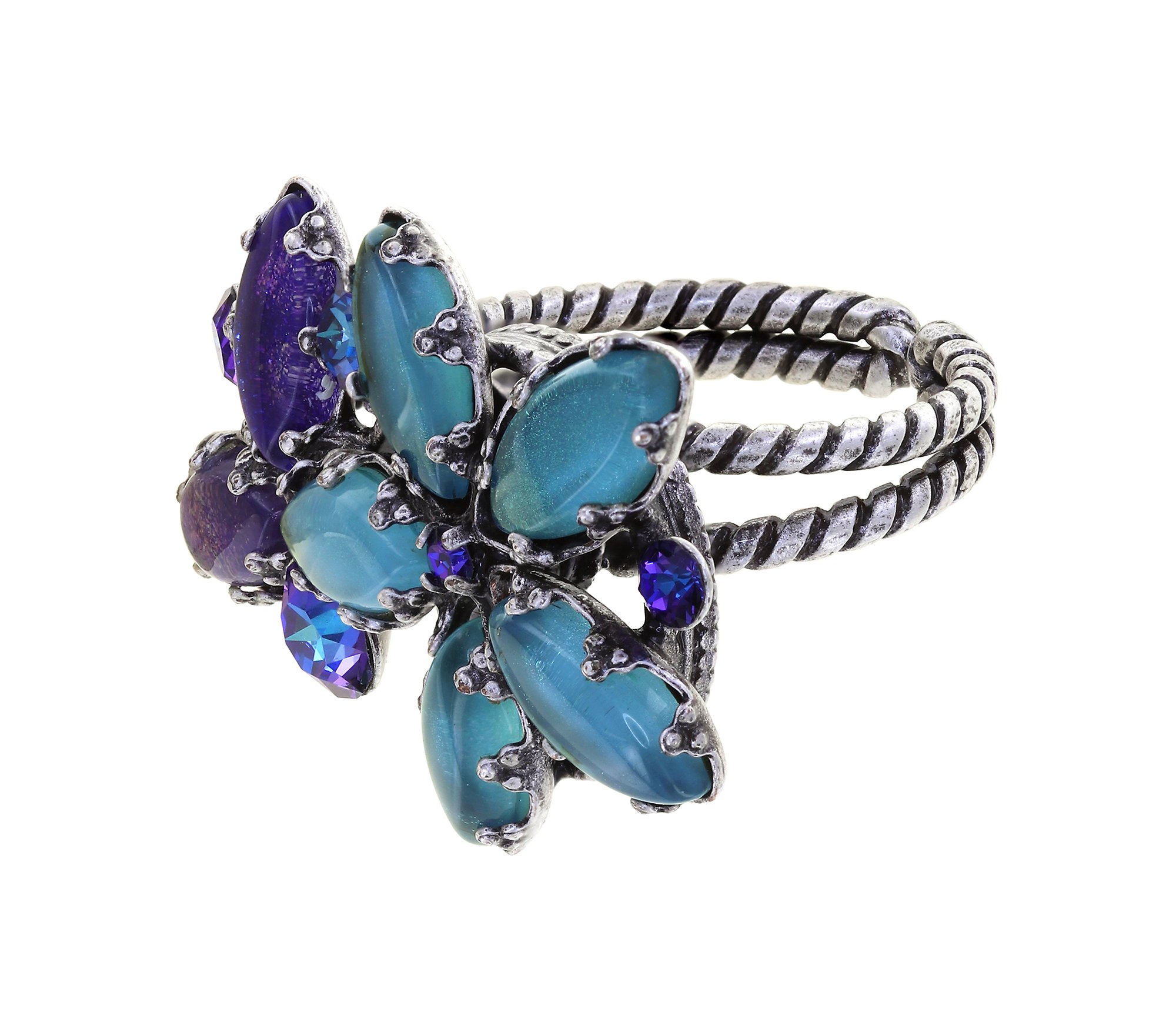 Bild für Ring Twisted Flower Blau / Lila  