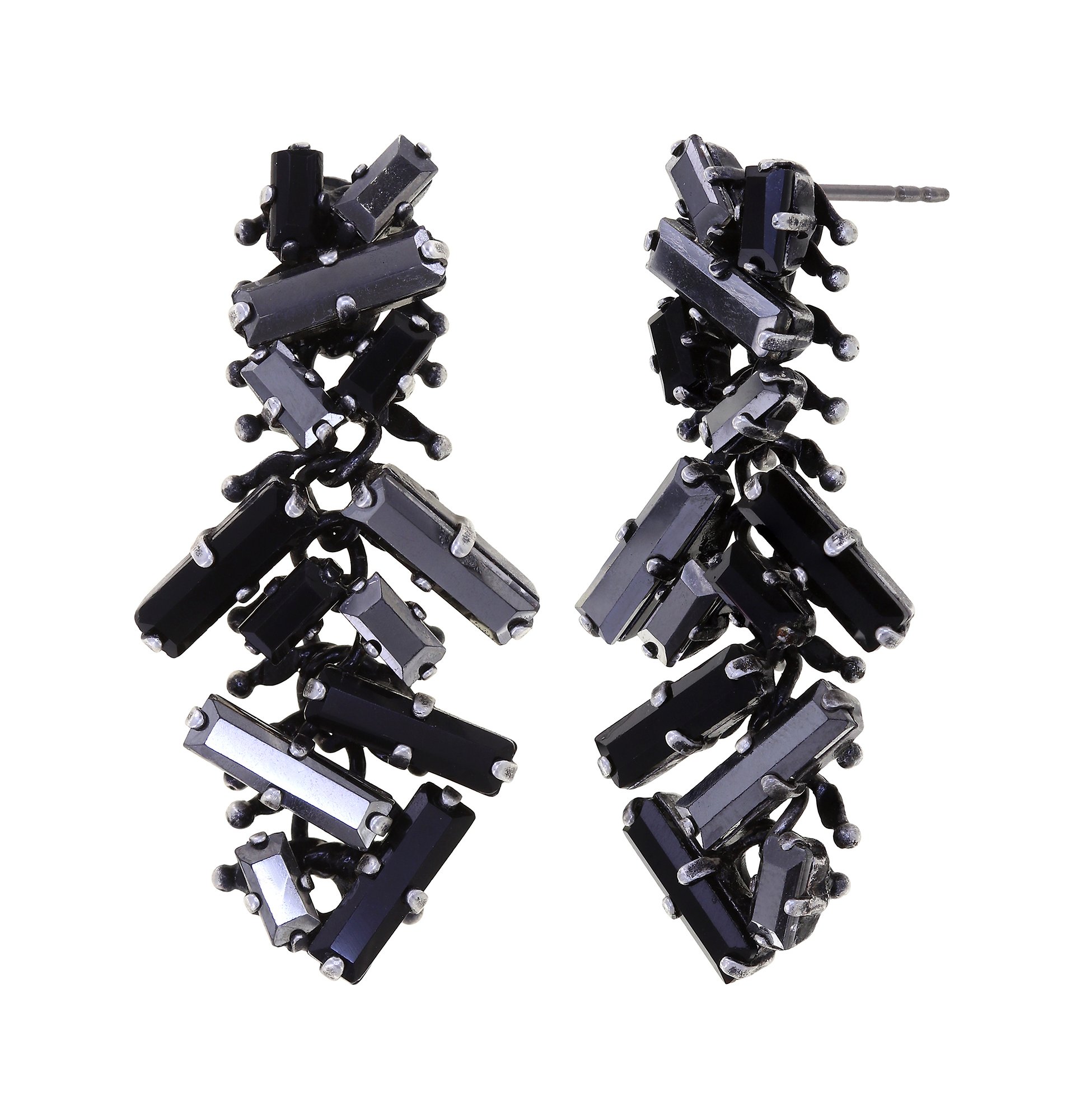 image pour Clou d'oreille pendant Jumping Baguette De Luxe Noir Mystère Black 