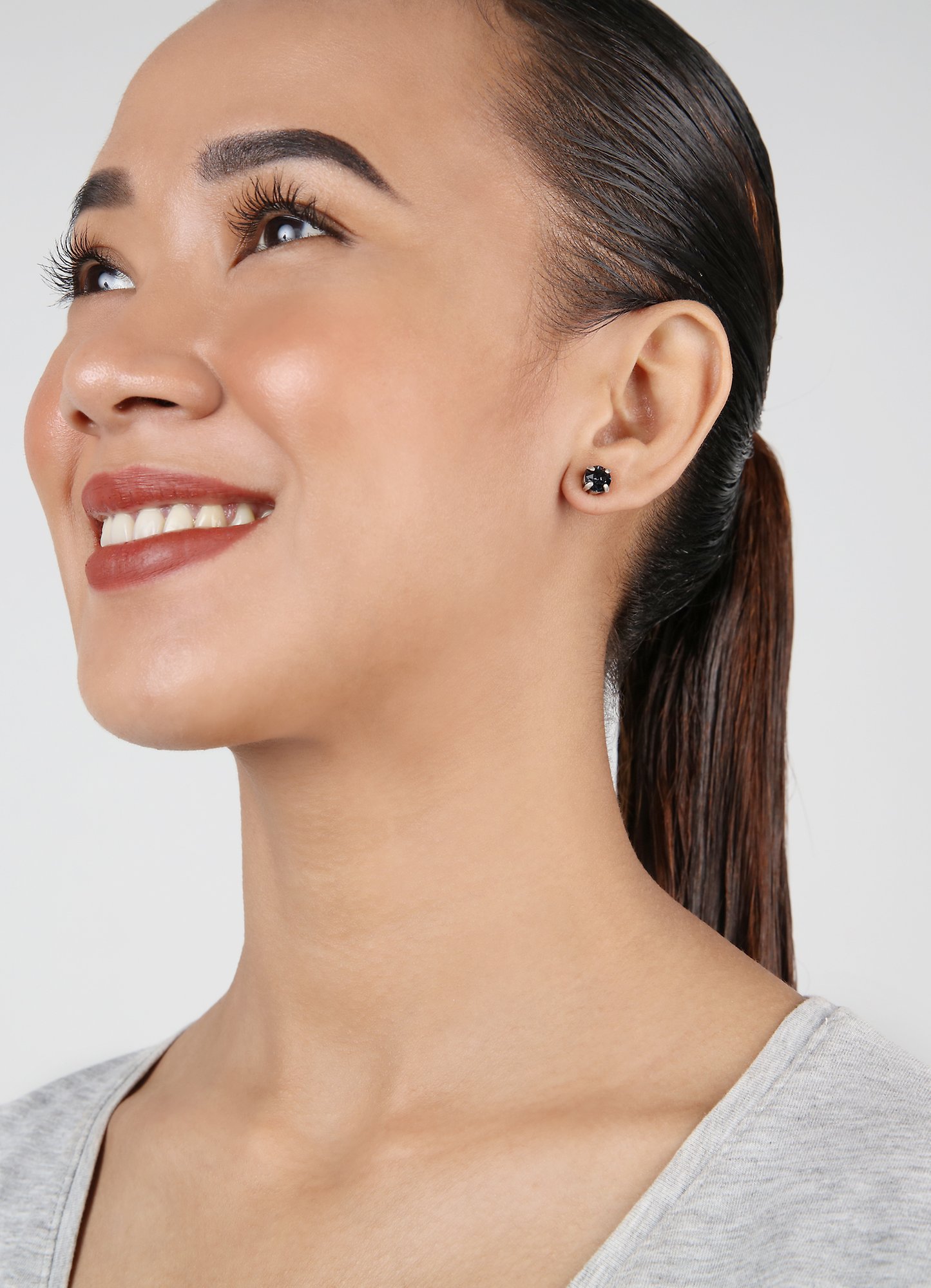 image for Earring stud Black Jack Black graphite SS 29