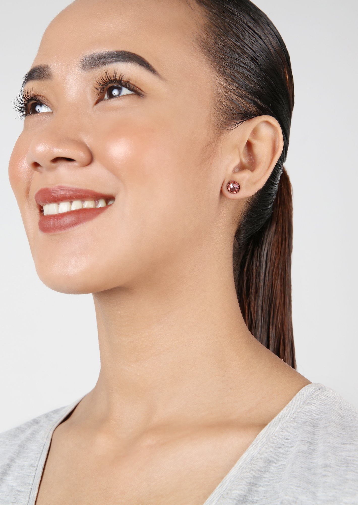 image pour Clou d'oreille plat Black Jack Rose rose peach SS 34