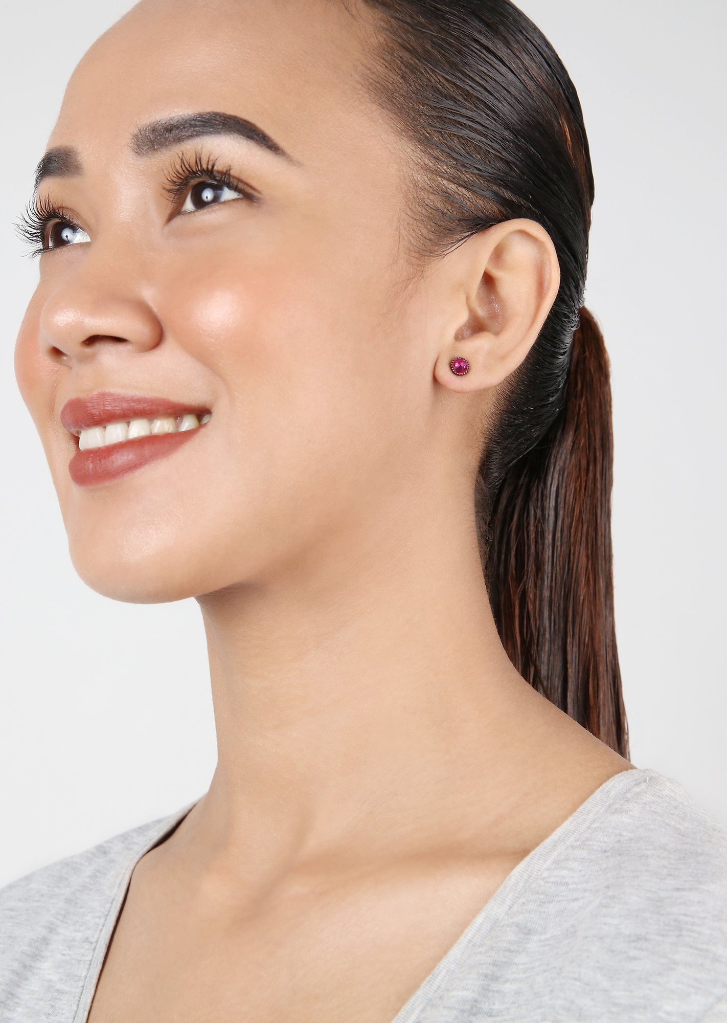 image pour Clou d'oreille plat Black Jack Rose Foncé fuchsia SS 20