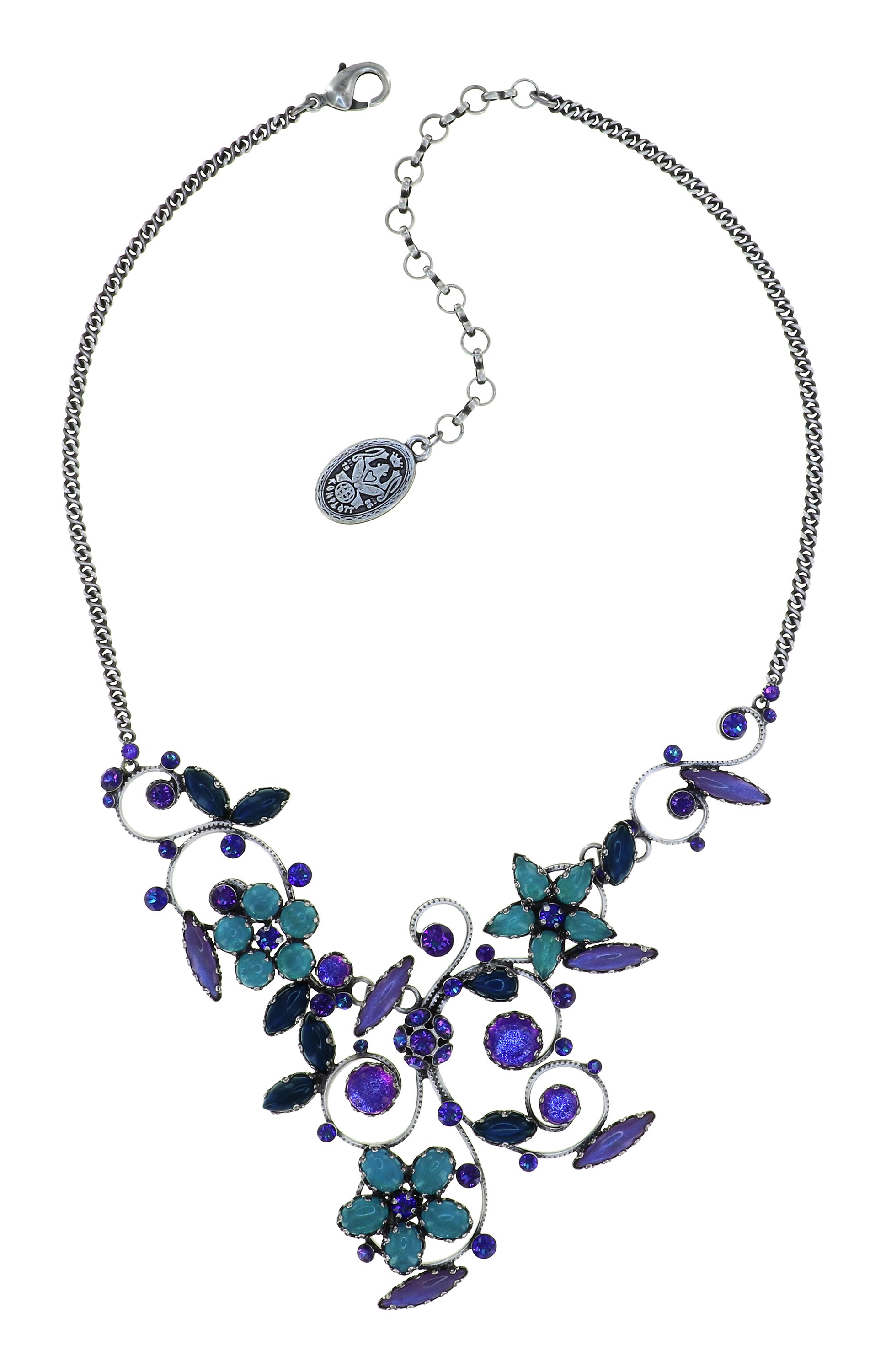 image for Necklace Twisted Flower Blue / Lila  