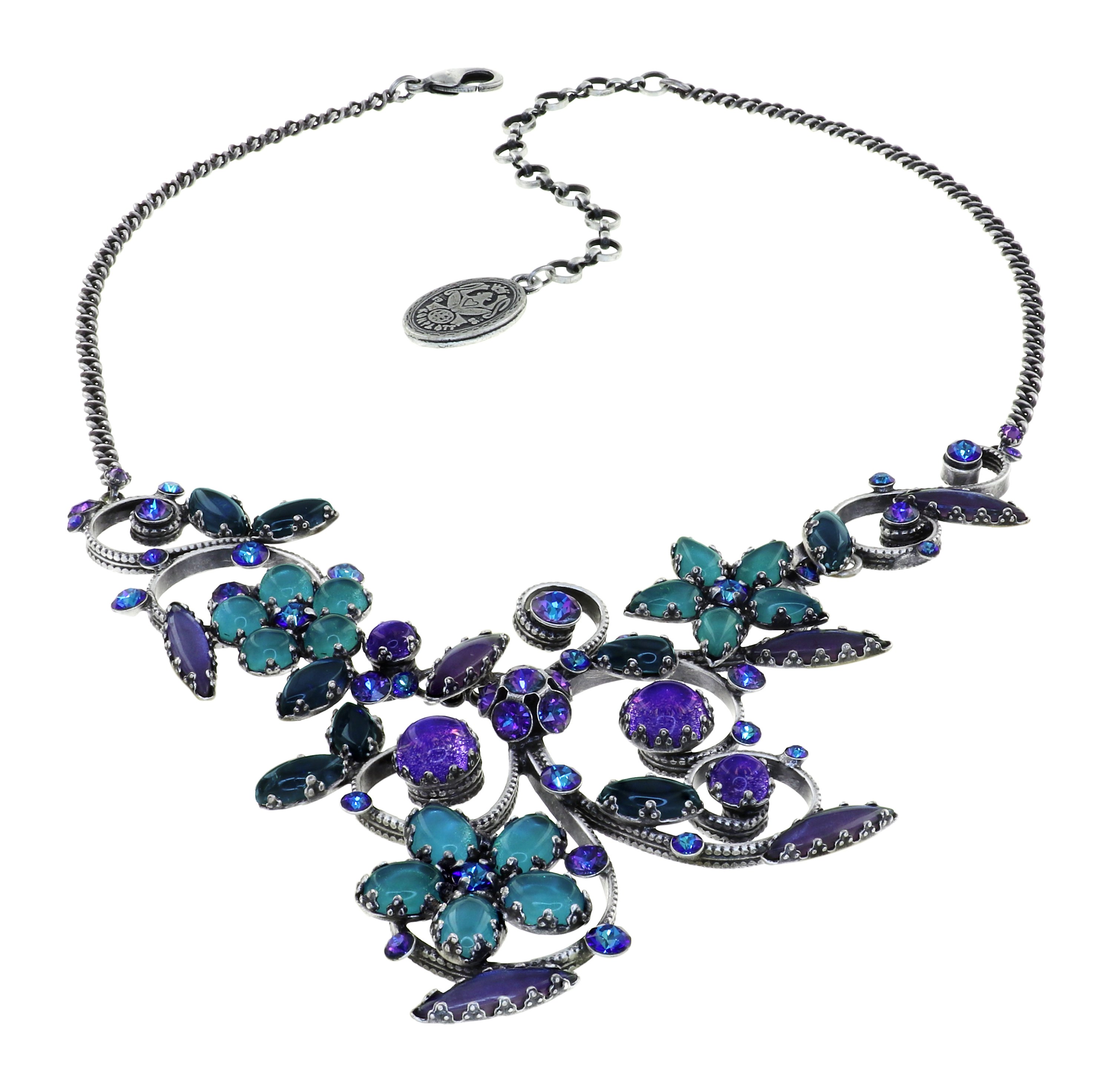 image for Necklace Twisted Flower Blue / Lila  