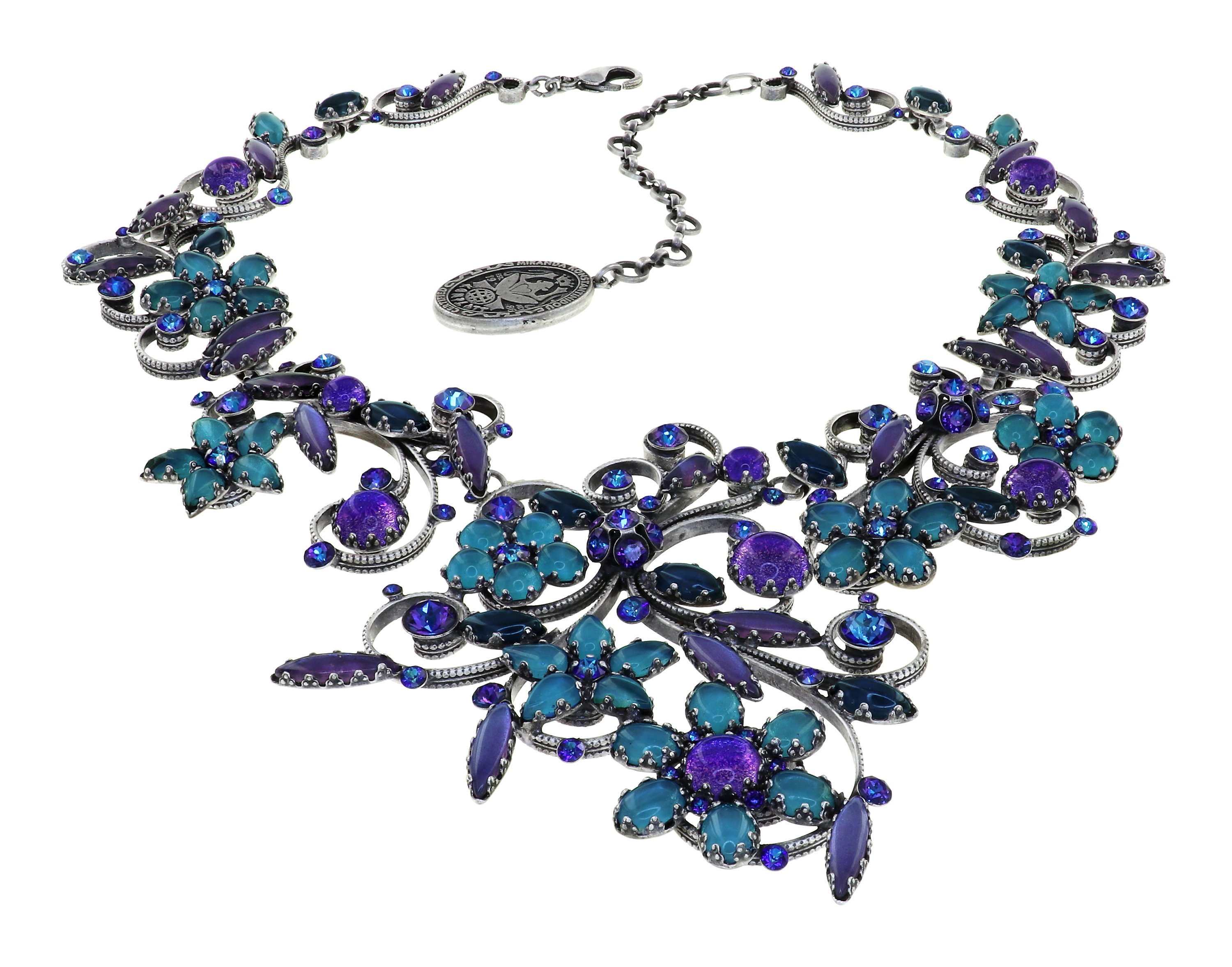 image for Necklace Collier Twisted Flower Blue / Lila  