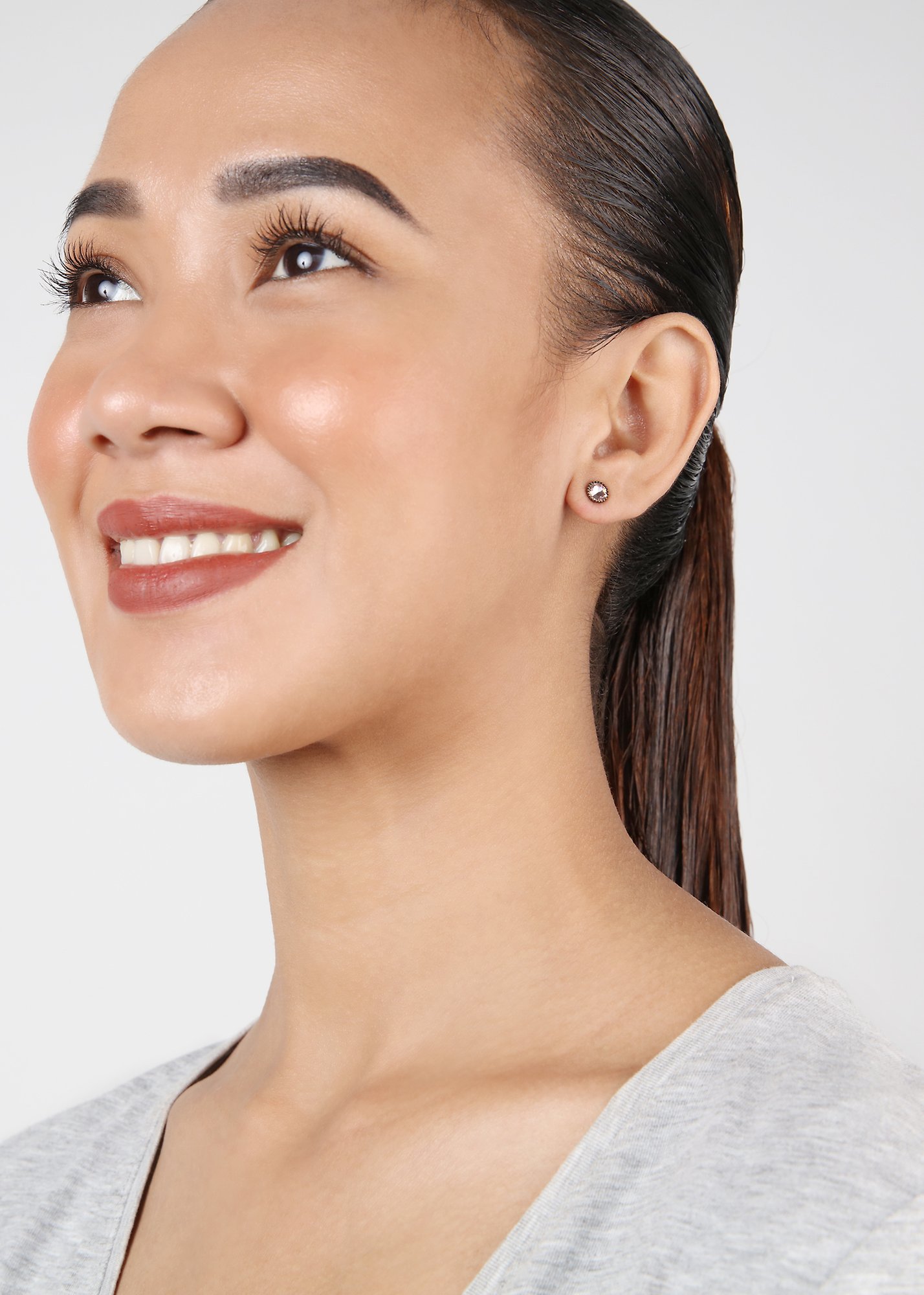 image for Earring Stud-Flat Black Jack Pink vintage rose SS 20