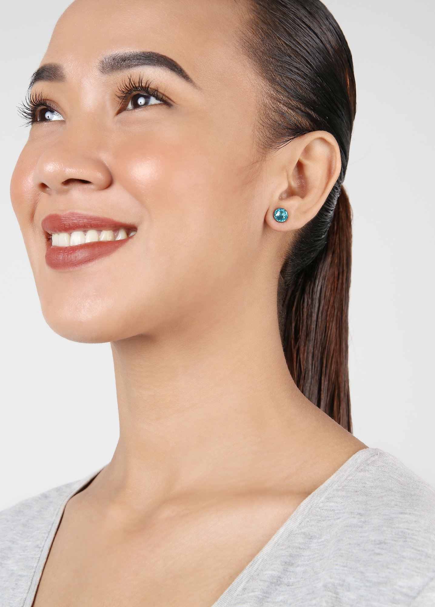 image pour Clou d'oreille plat Black Jack Bleu lt. turquoise SS 34