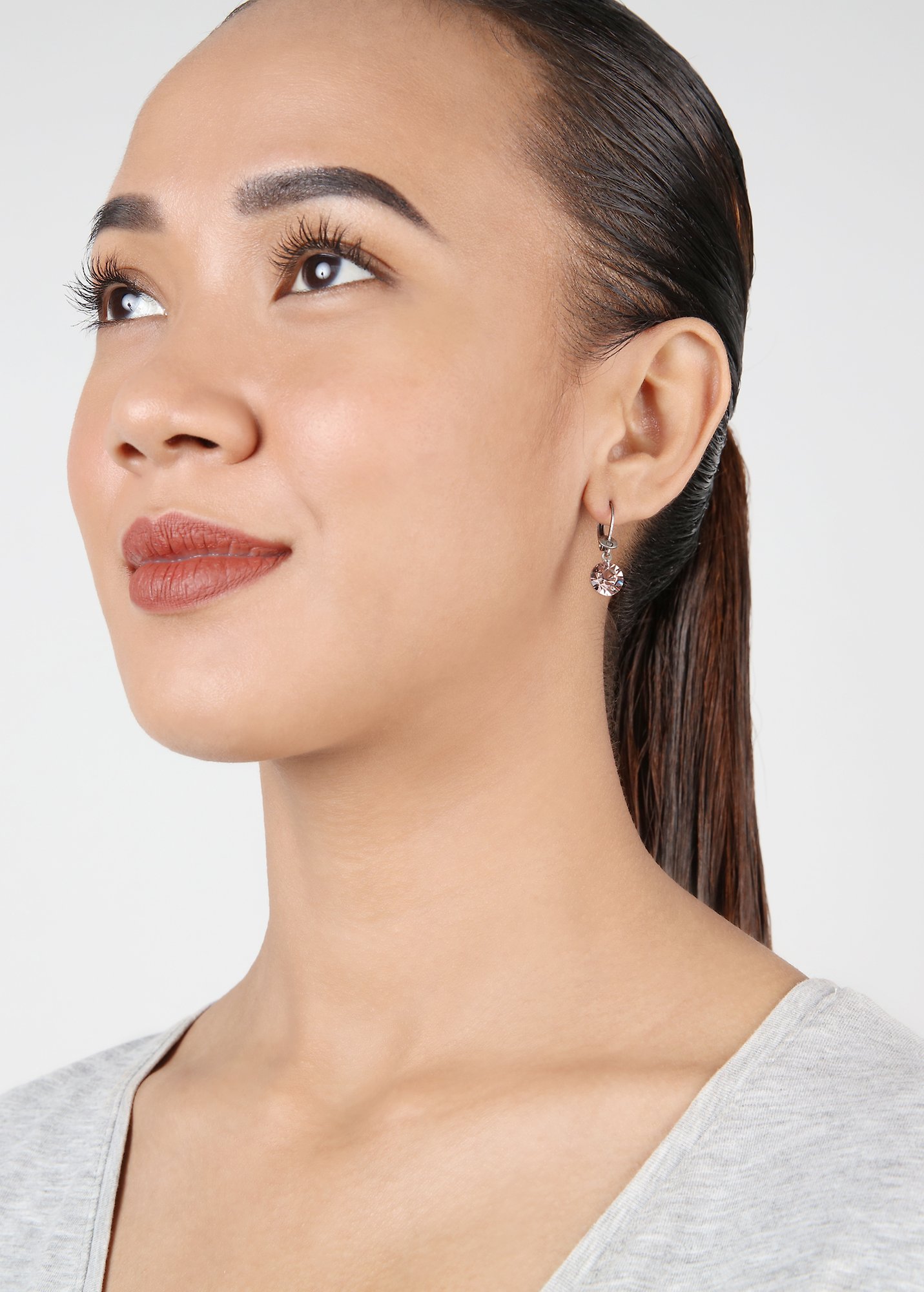 image for Earring Dangling Black Jack Pink vintage rose SS 39