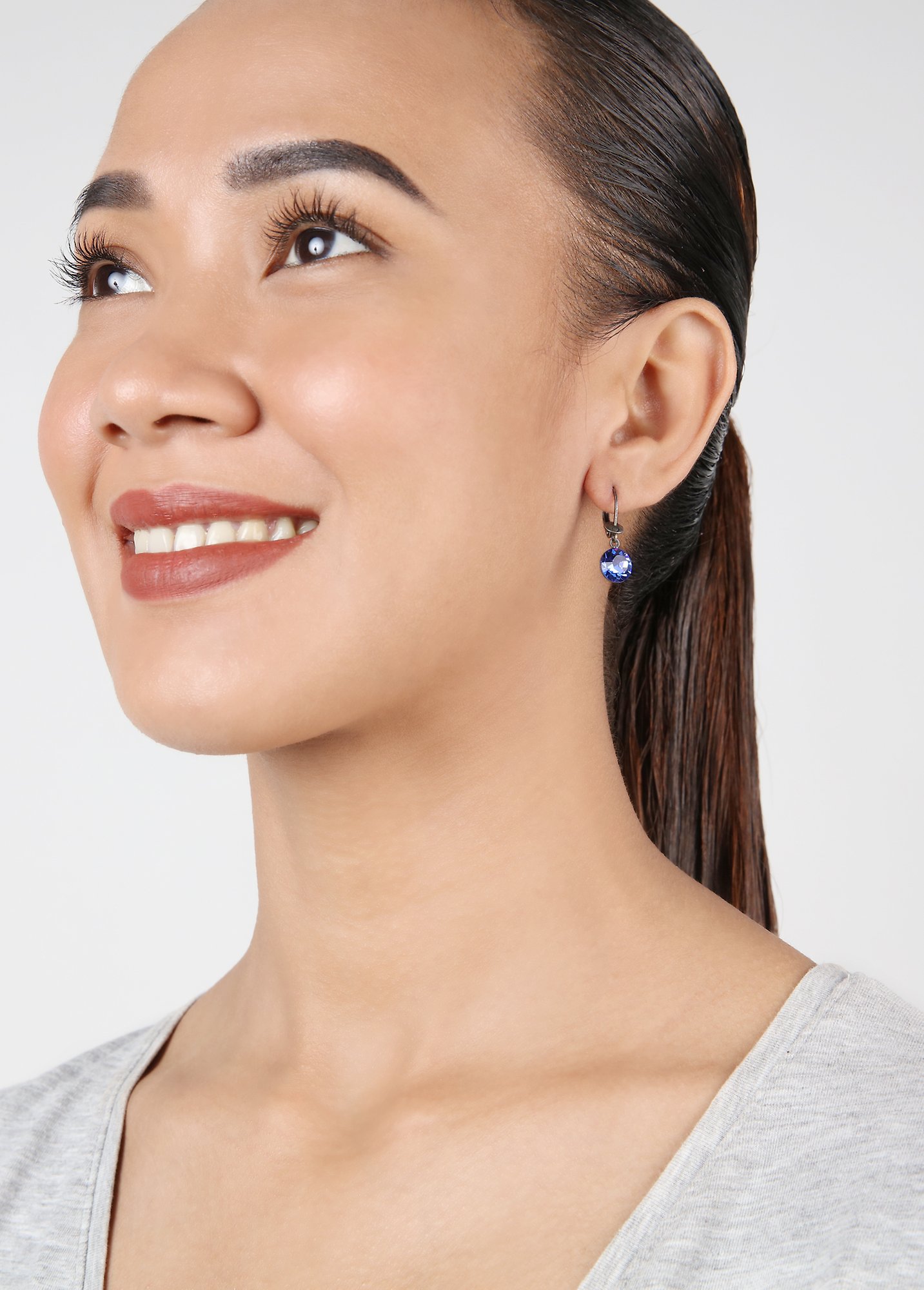 image pour Boucles d'oreilles pendantes Black Jack Bleu sapphire SS 39