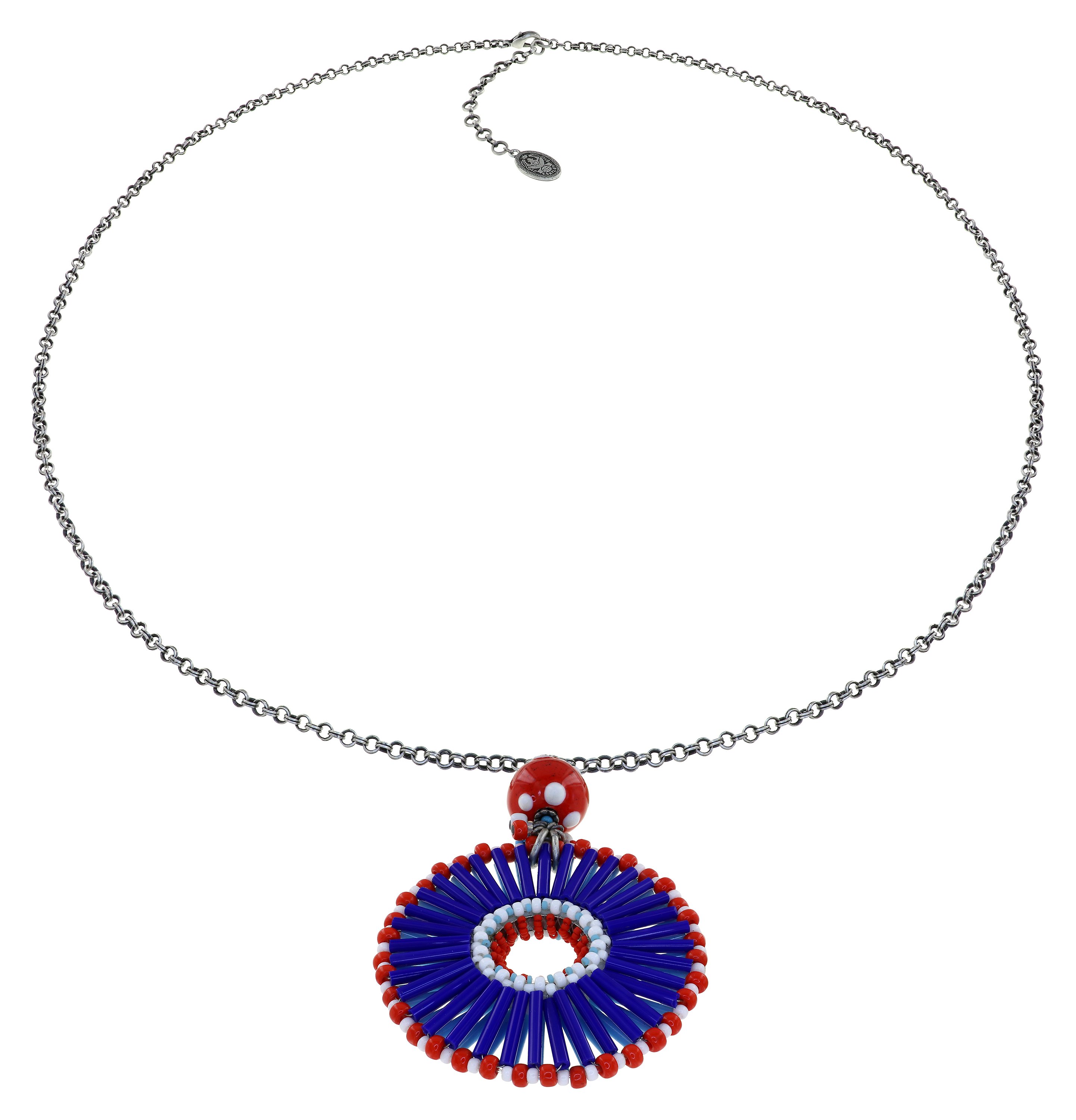 image for Necklace pendant (long) Massai Goes Fishing Navy Love  