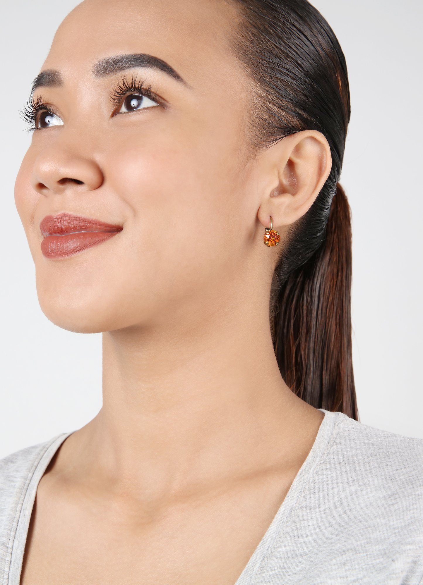 image for Earring Eurowire Black Jack Brown crystal astral pink SS 39