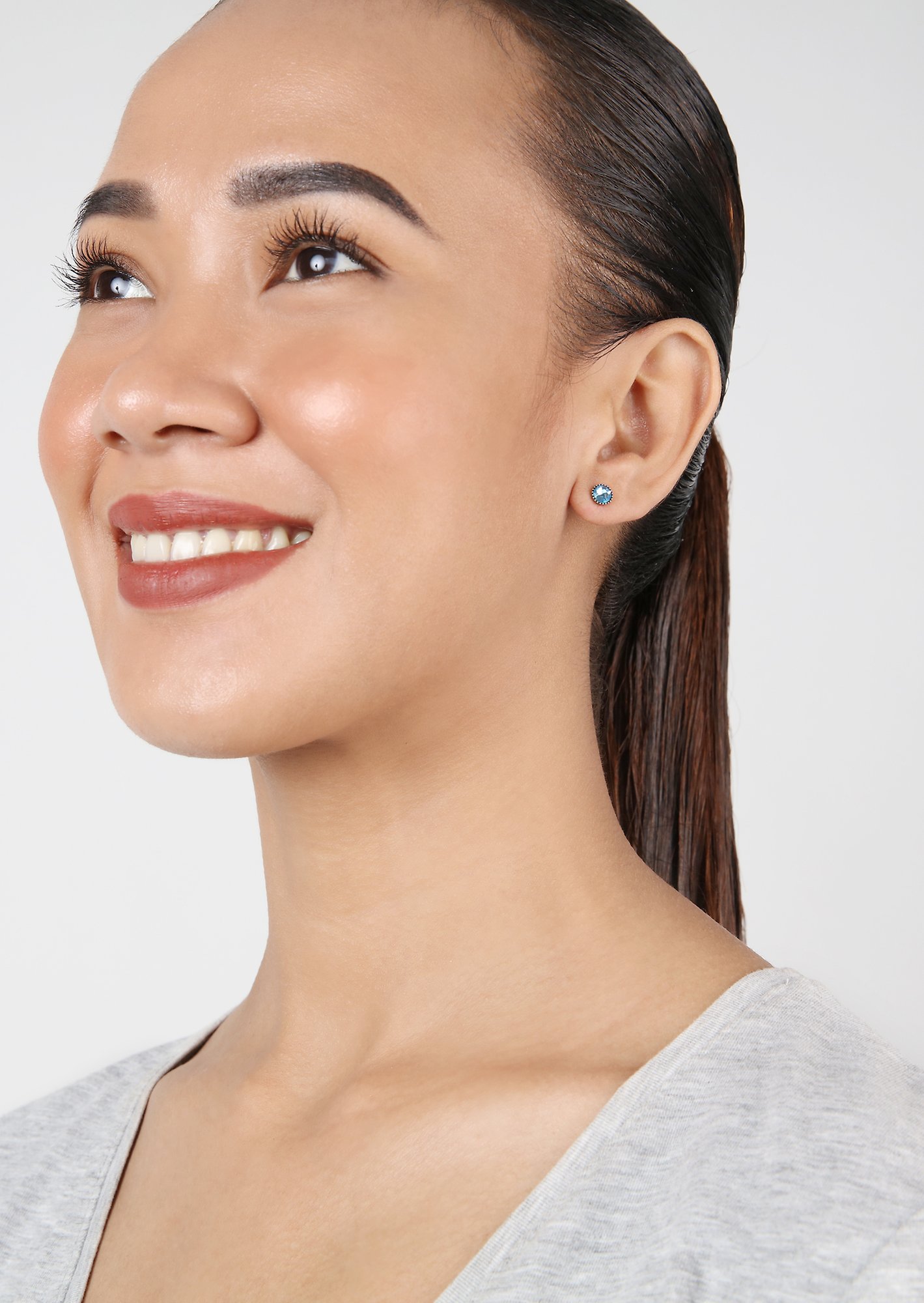 image pour Clou d'oreille plat Black Jack Bleu Clair aquamarine SS 20