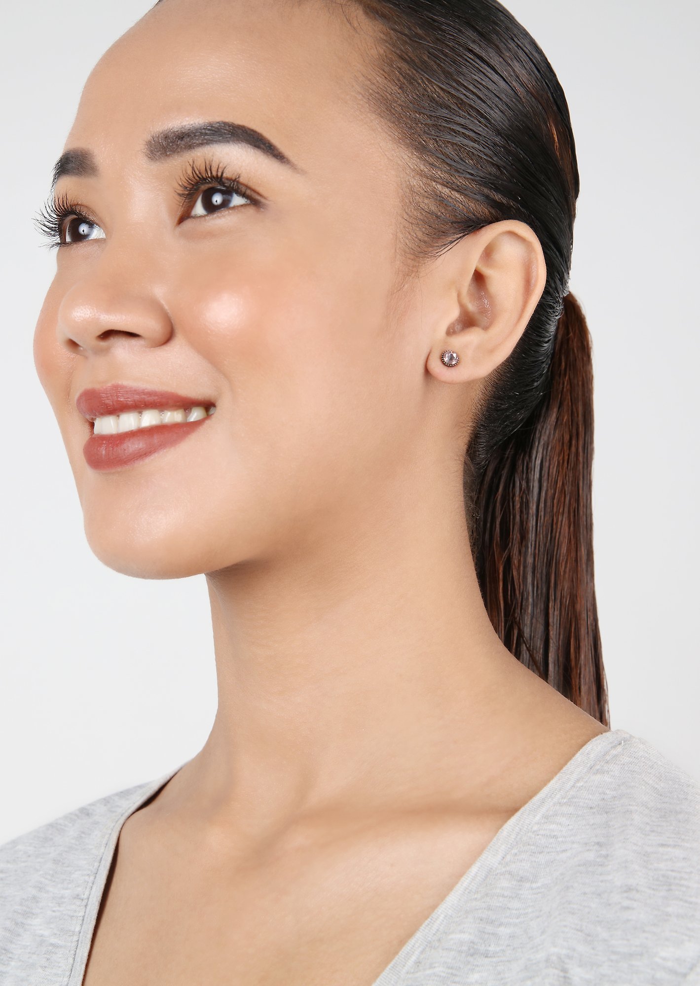 image for Earring Stud-Flat Black Jack Pink vintage rose SS 20