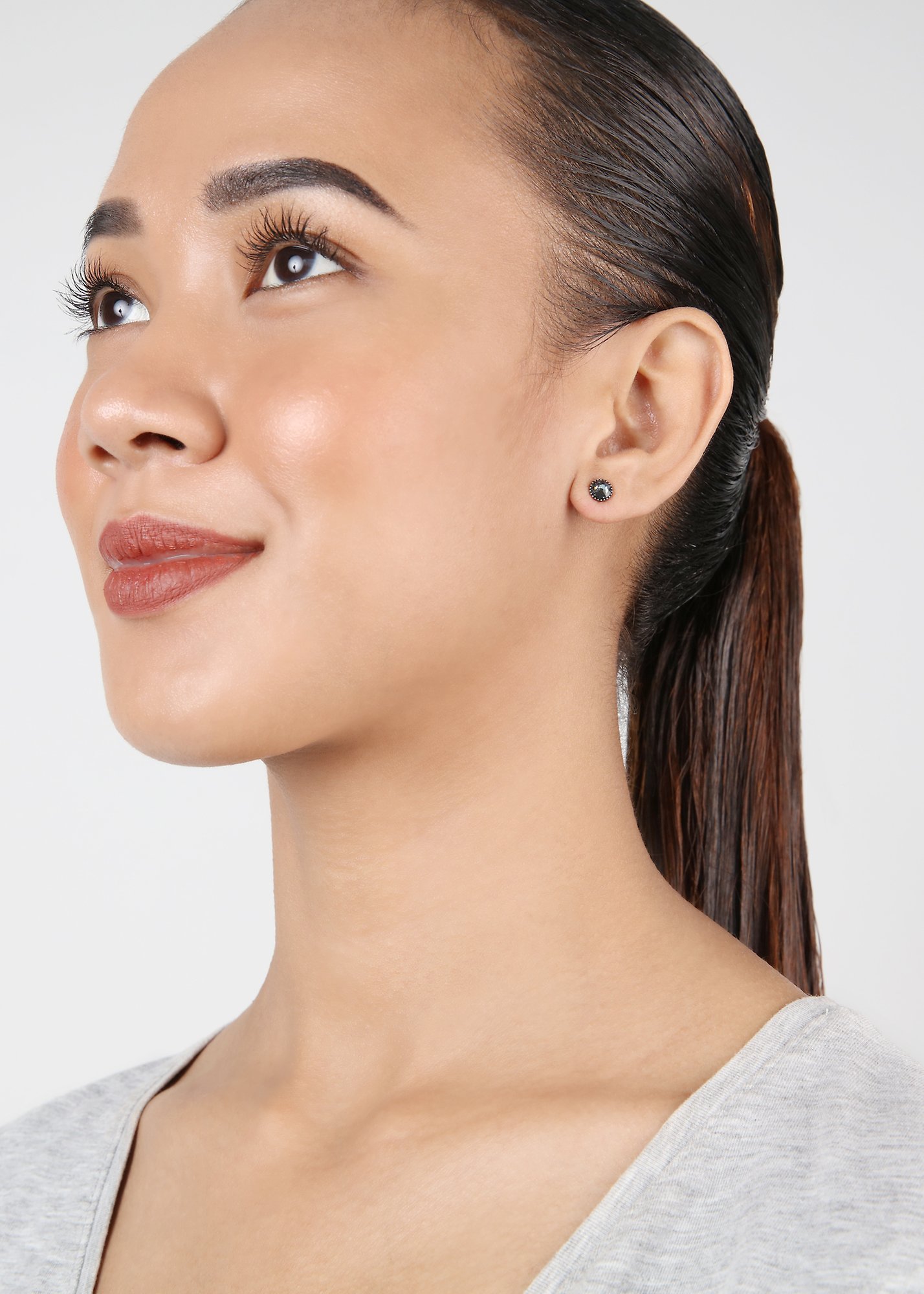 image for Earring Stud-Flat Black Jack Grey crystal night fall SS 20