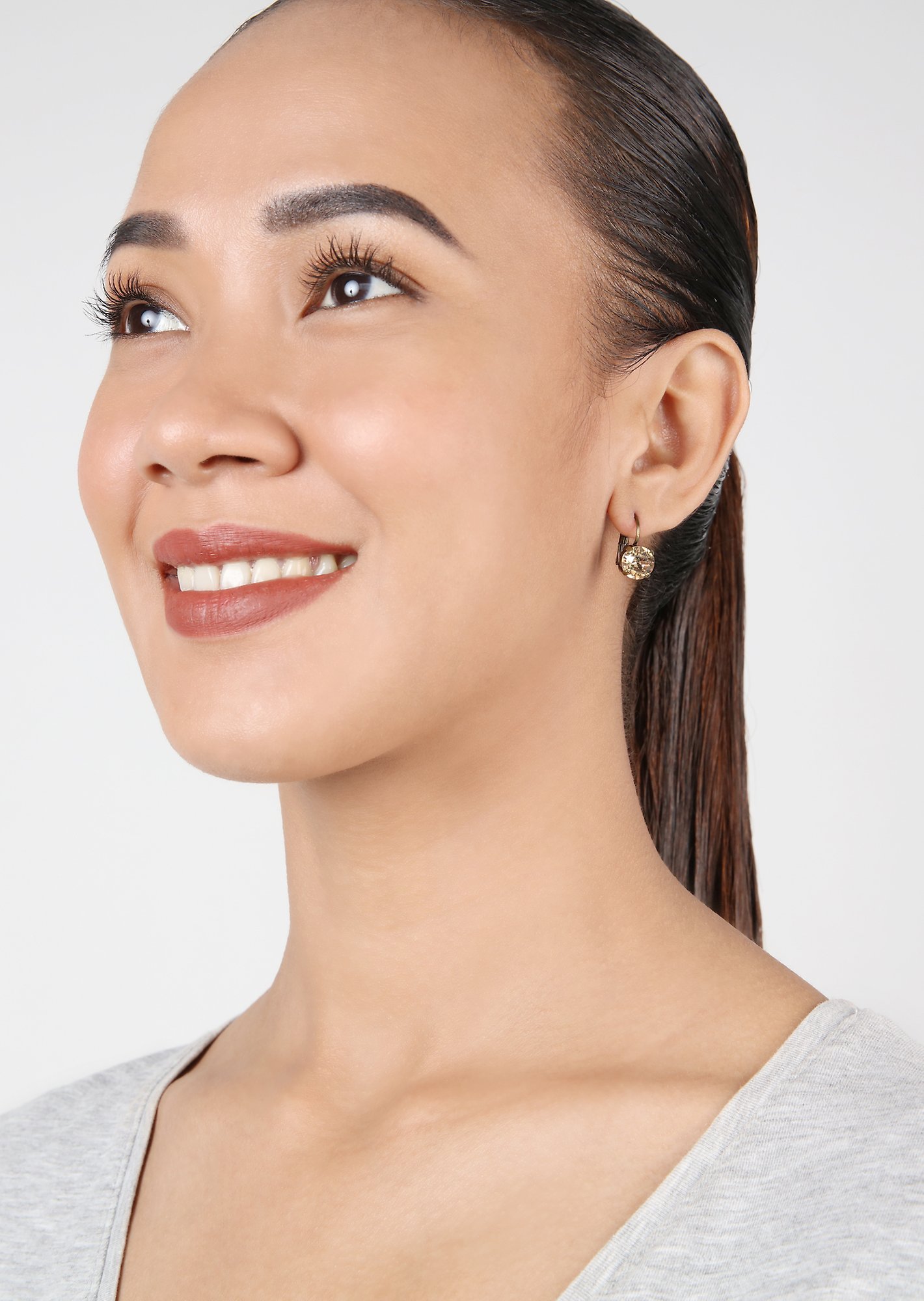 image for Earring eurowire Black Jack Beige crystal golden shadow SS 39