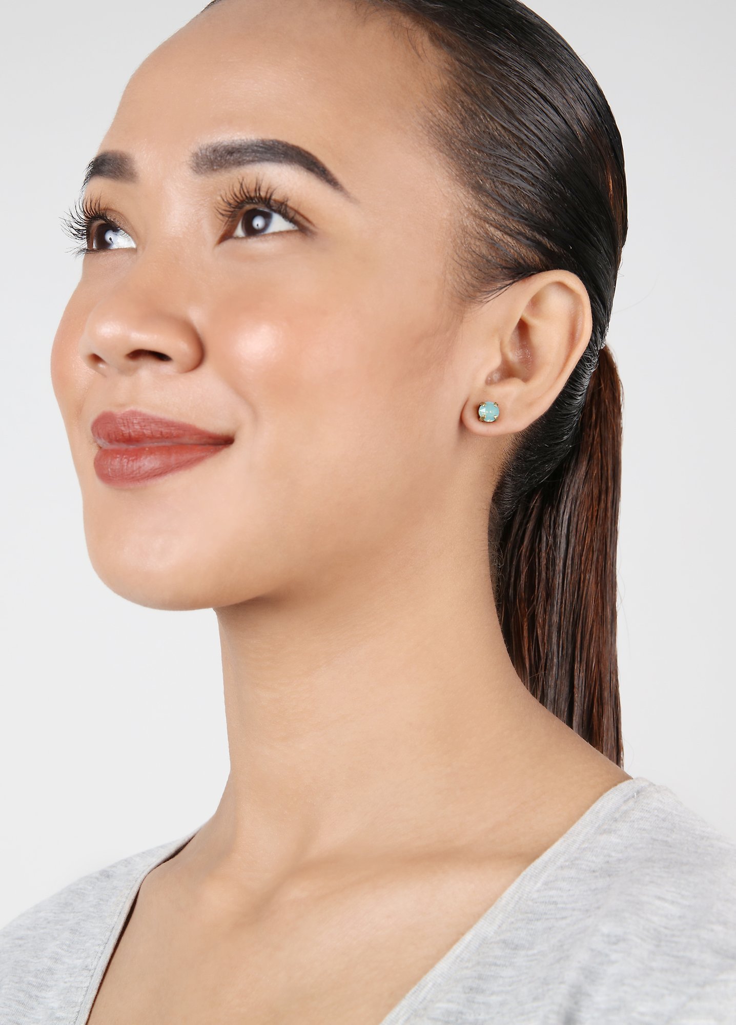 image for Earring stud Black Jack Green pacific opal SS 29