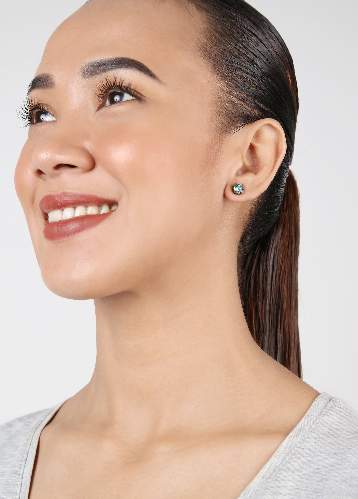 image for Earring stud Black Jack Blue lt. turquoise SS 29