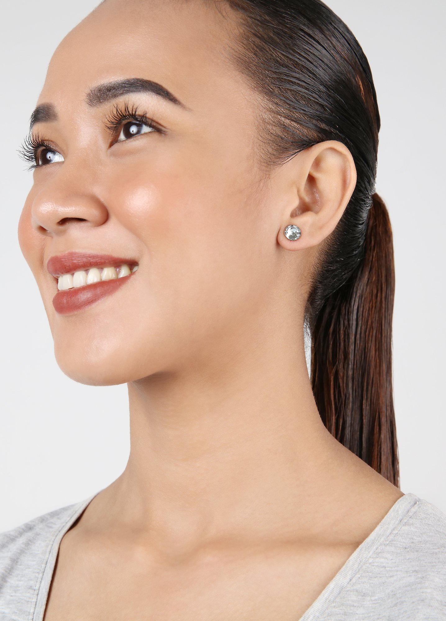 image pour Clou d'oreille plat Black Jack Blanc crystal SS 34