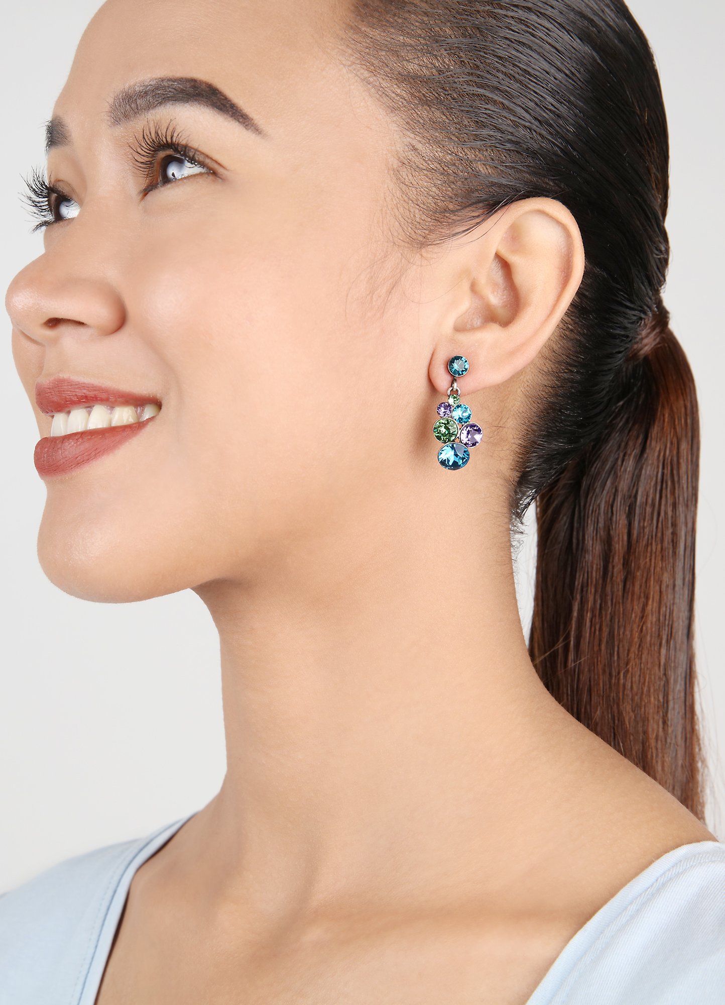 image for Earring Stud Dangling Petit Glamour Toxic Flames blue/green 