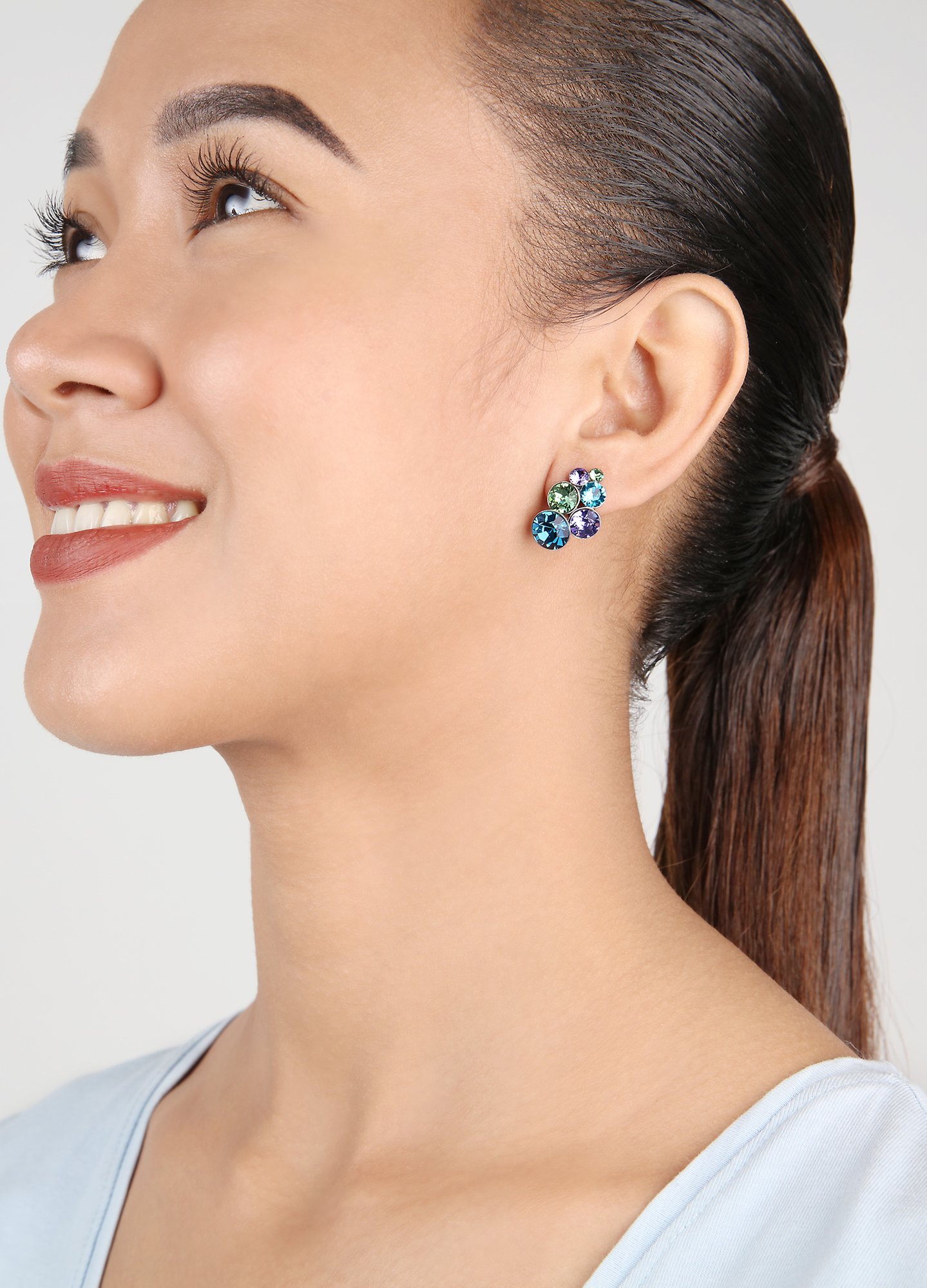 image for Earring Stud Petit Glamour Toxic Flames blue/green 