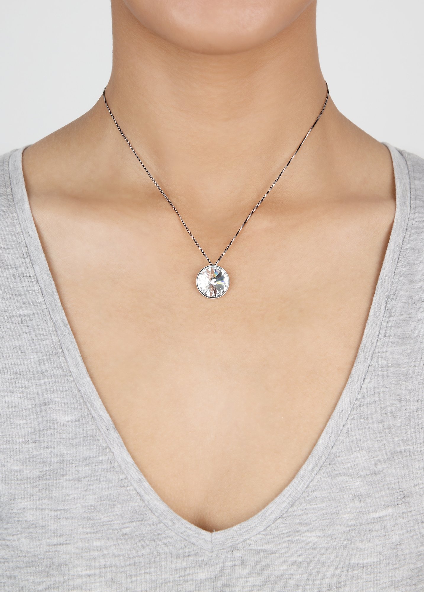 image pour Collier pendant Rivoli Blanc crystal 14mm