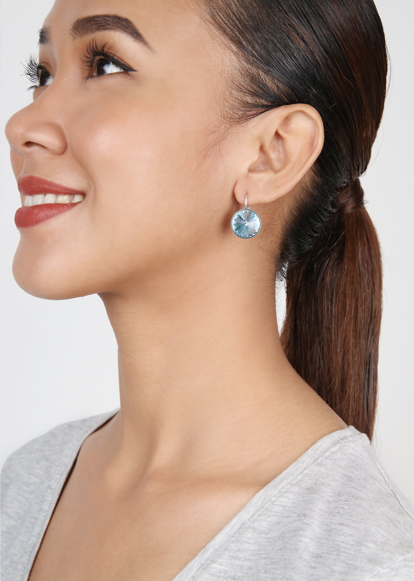 image for Earring Eurowire Rivoli Light Blue aquamarine 14mm