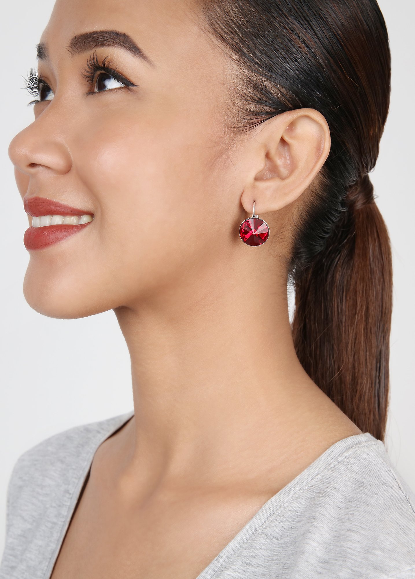 image pour Boucles d'oreilles Eurowire Rivoli Rouge siam 14mm