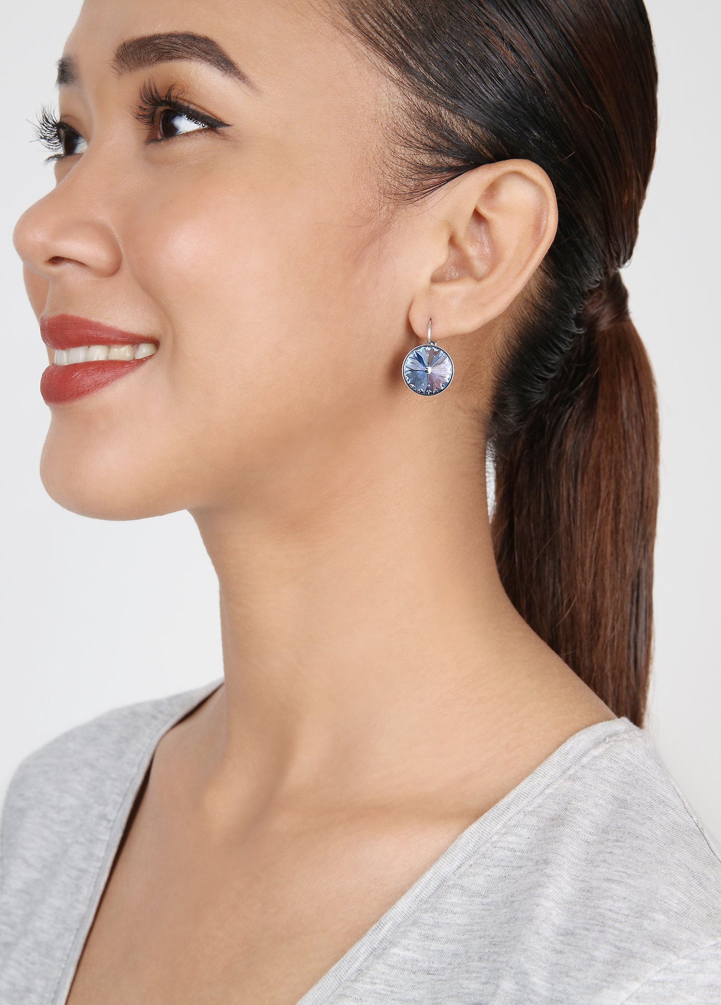 image for Earring Eurowire Rivoli Light Blue light sapphire 14mm