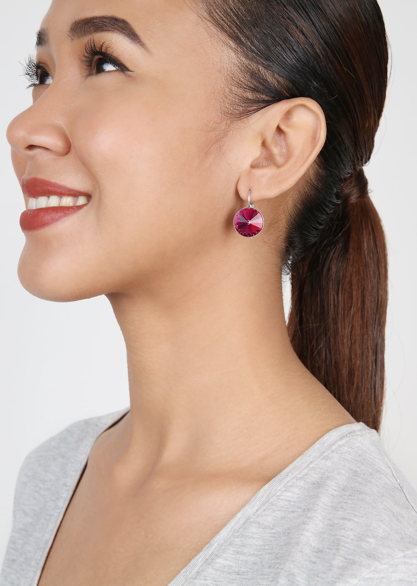 Bild für Ohrringe mit Brisur Rivoli Dunkelrosa Fuchsia mit braun 