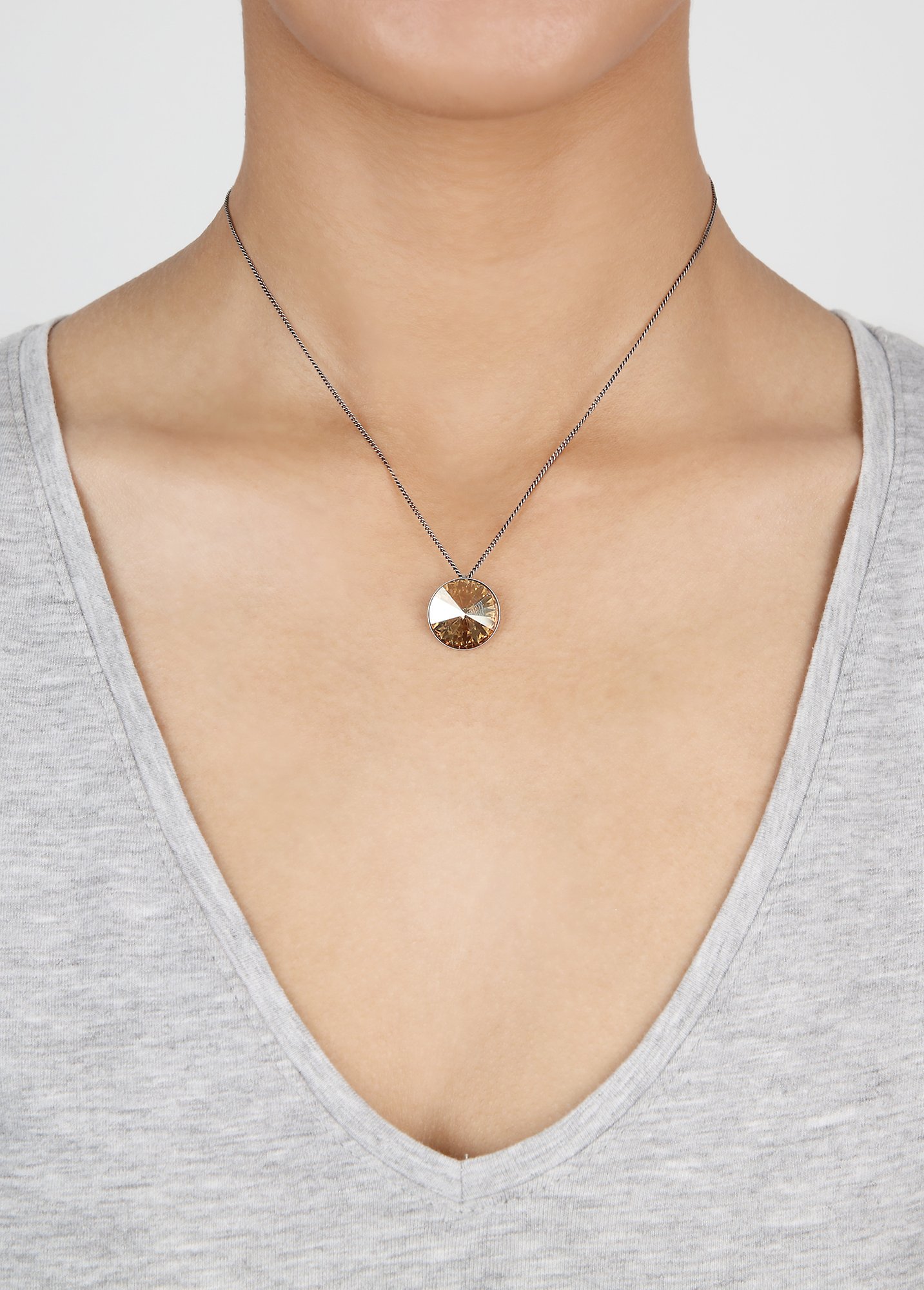 image pour Collier pendant Rivoli Beige crystal golden shadow 14mm