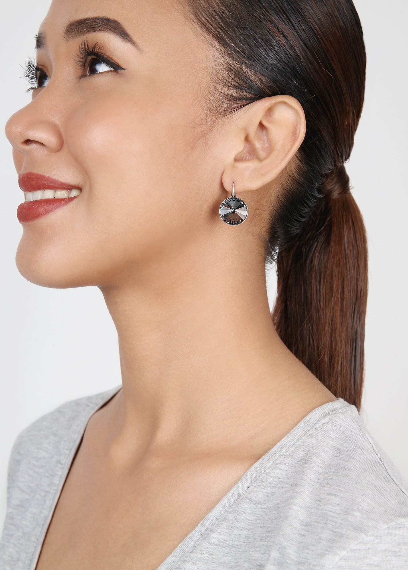 image pour Boucles d'oreilles Eurowire Rivoli Gris crystal night fall 14mm