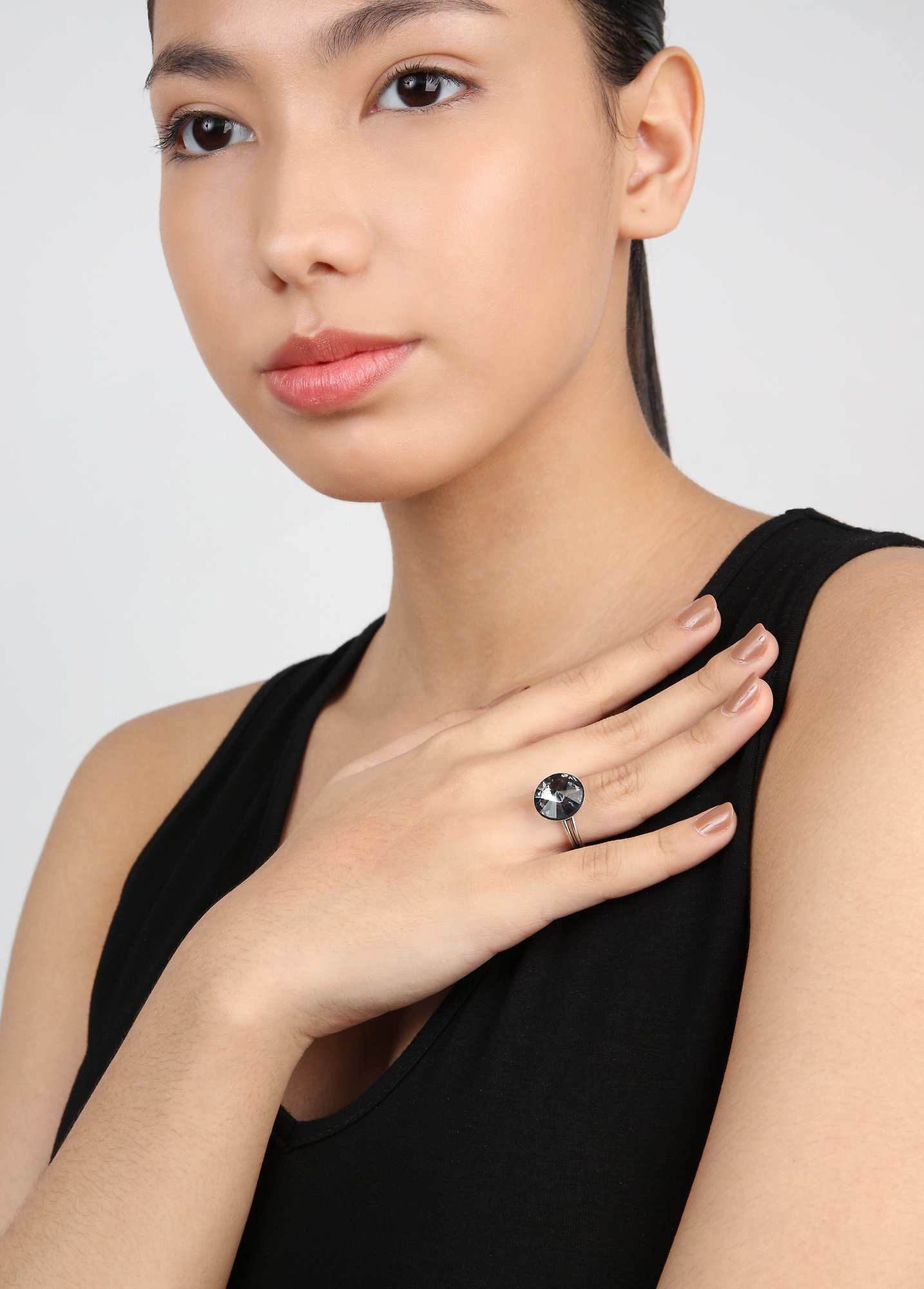 image for Ring Rivoli Grey crystal night fall 14mm