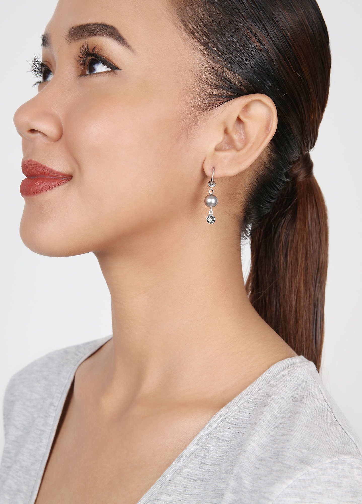 image pour Boucles d'oreilles pendantes Pearl Shadow Gris black diamond 