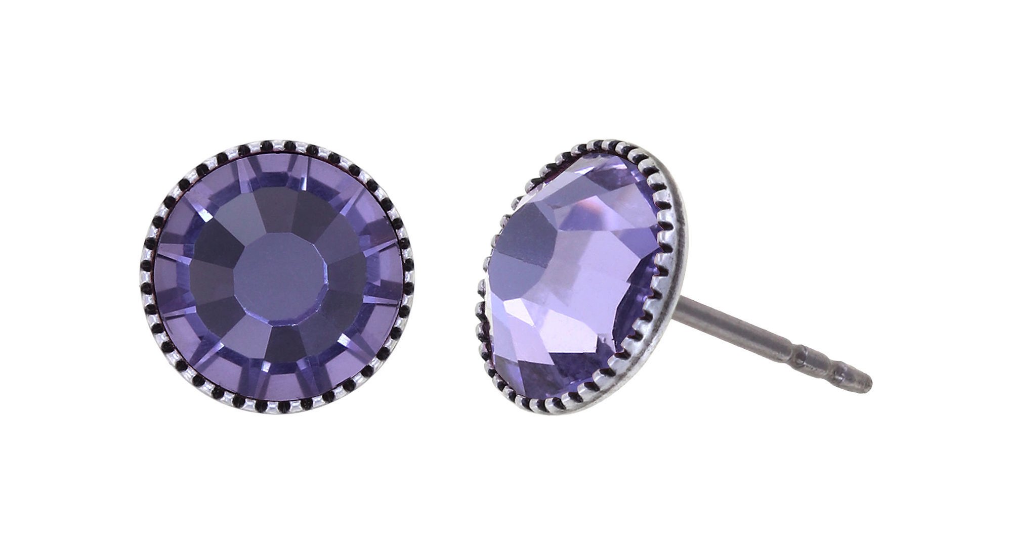 image for Earring Stud-Flat Black Jack Lila violet SS 34