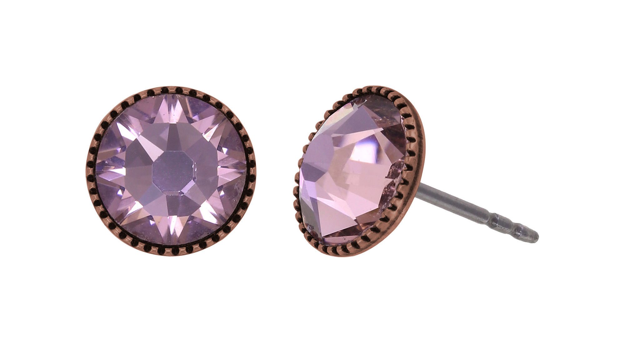 image for Earring Stud-Flat Black Jack Pink vintage rose SS 34