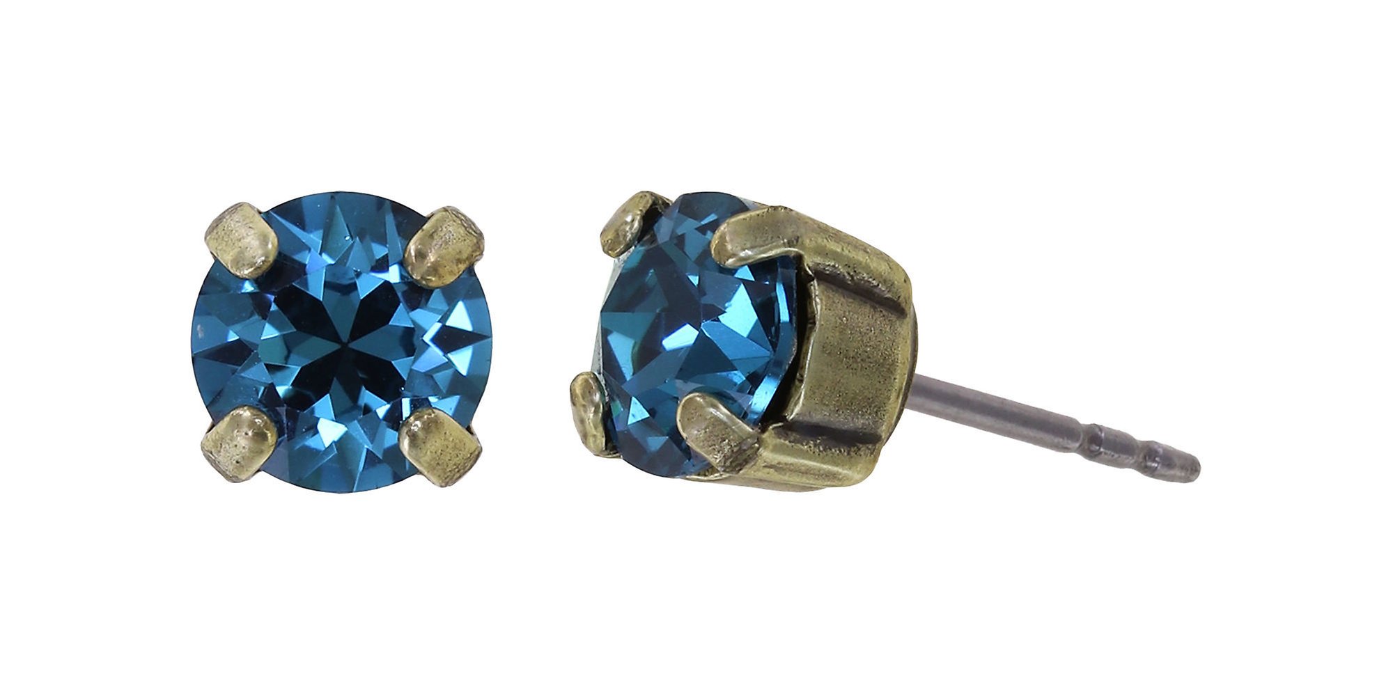 image for Earring Stud Black Jack Blue indicolite SS 29