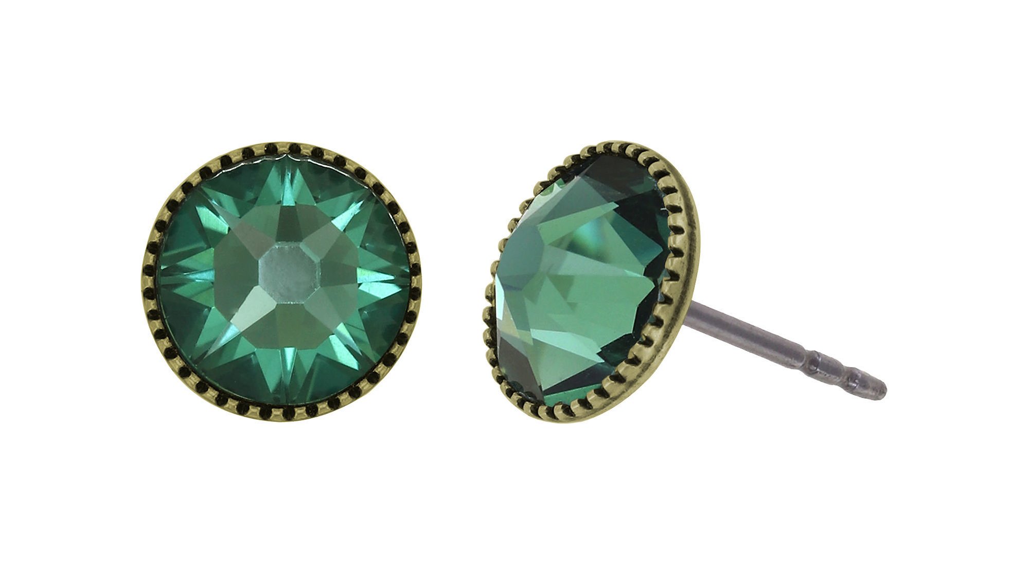 image pour Clou d'oreille plat Black Jack Vert erinite SS 34