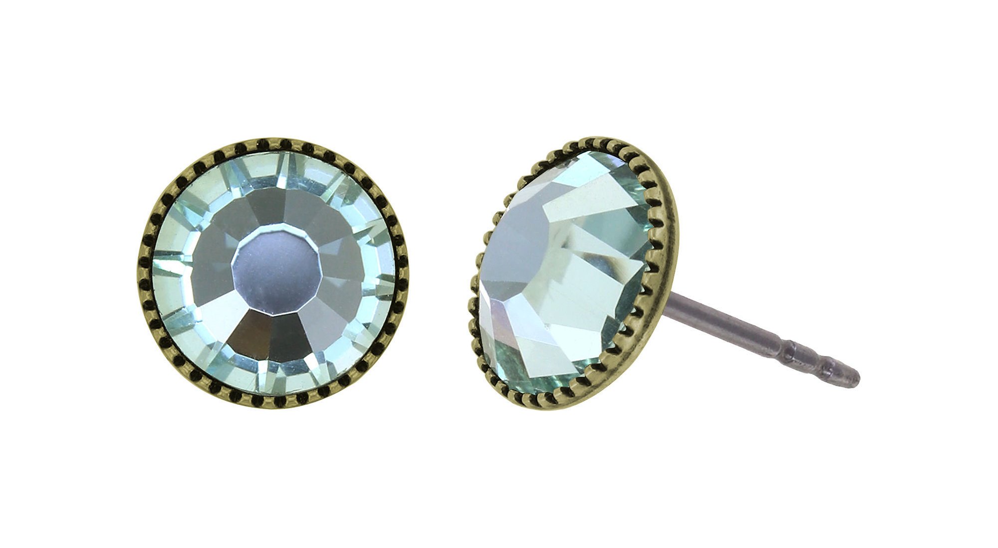 image for Earring Stud-Flat Black Jack Light Green chrysolite SS 34