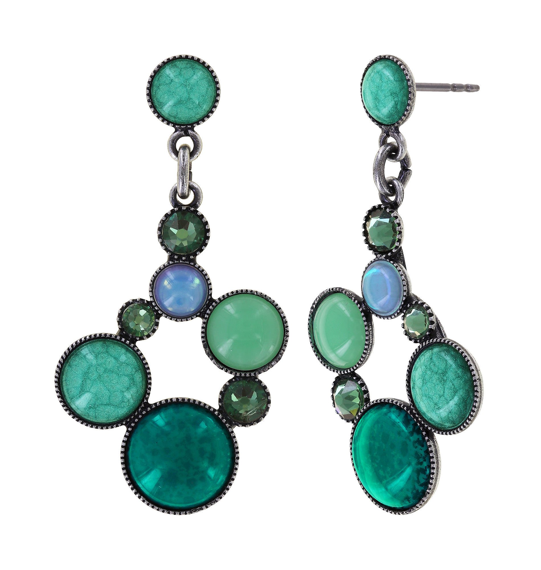 image for Earring Stud Dangling Shopping Drops Blue / Green  