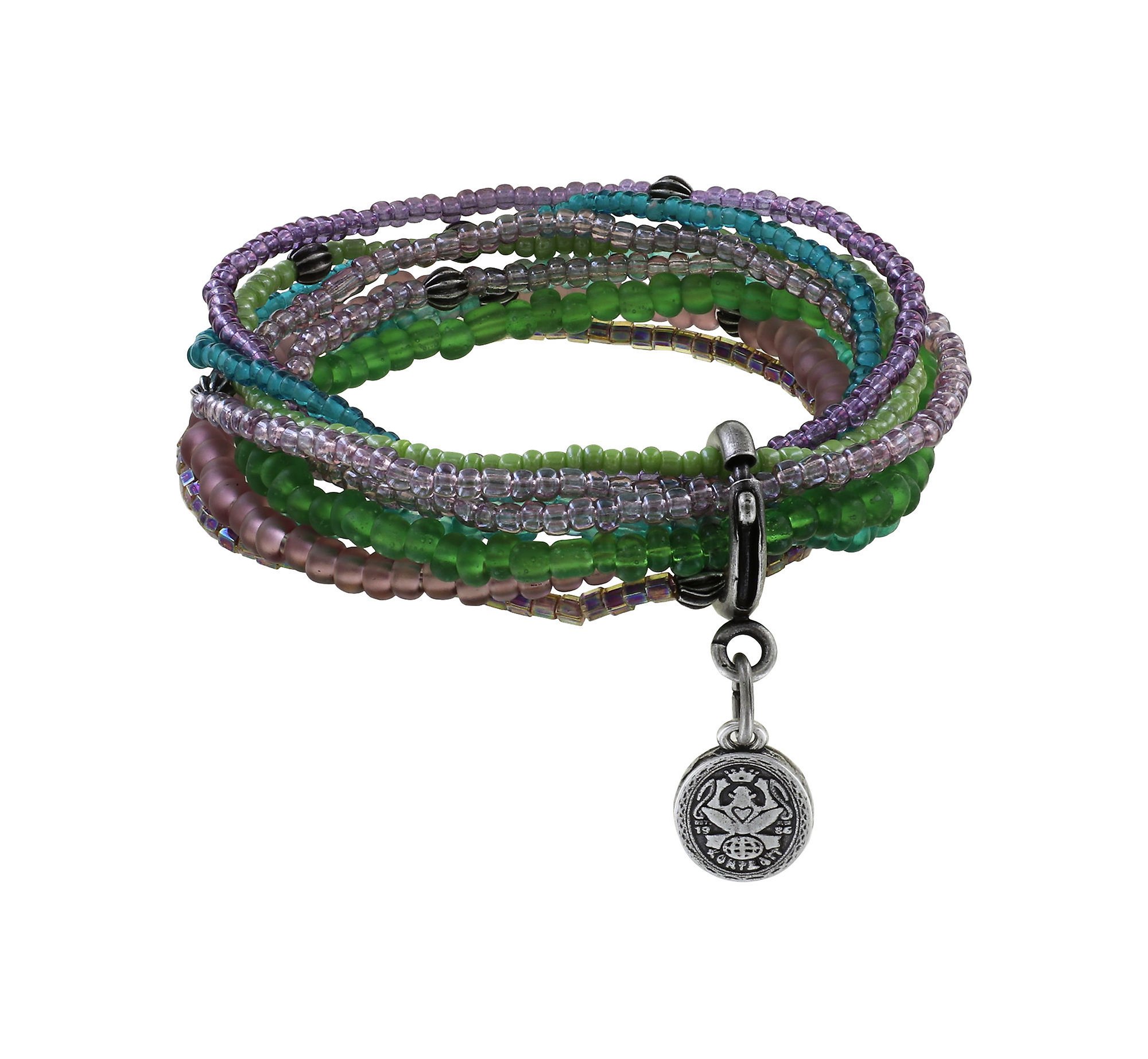 image for Bracelet Elastic Petit Glamour d´Afrique Green / Lila  