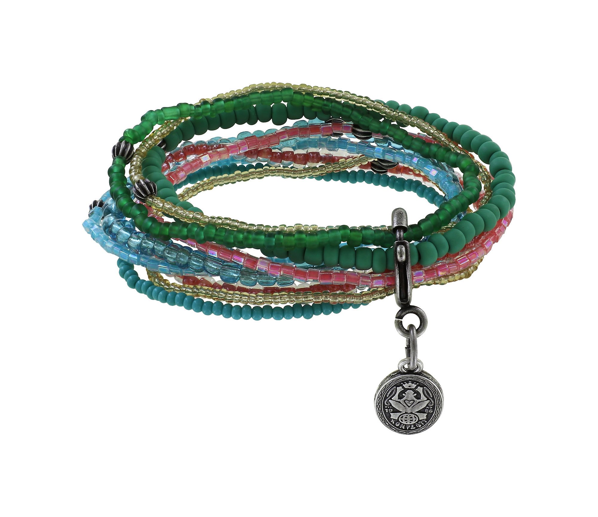 image pour Bracelet élastique Petit Glamour d´Afrique Vert / Rose  