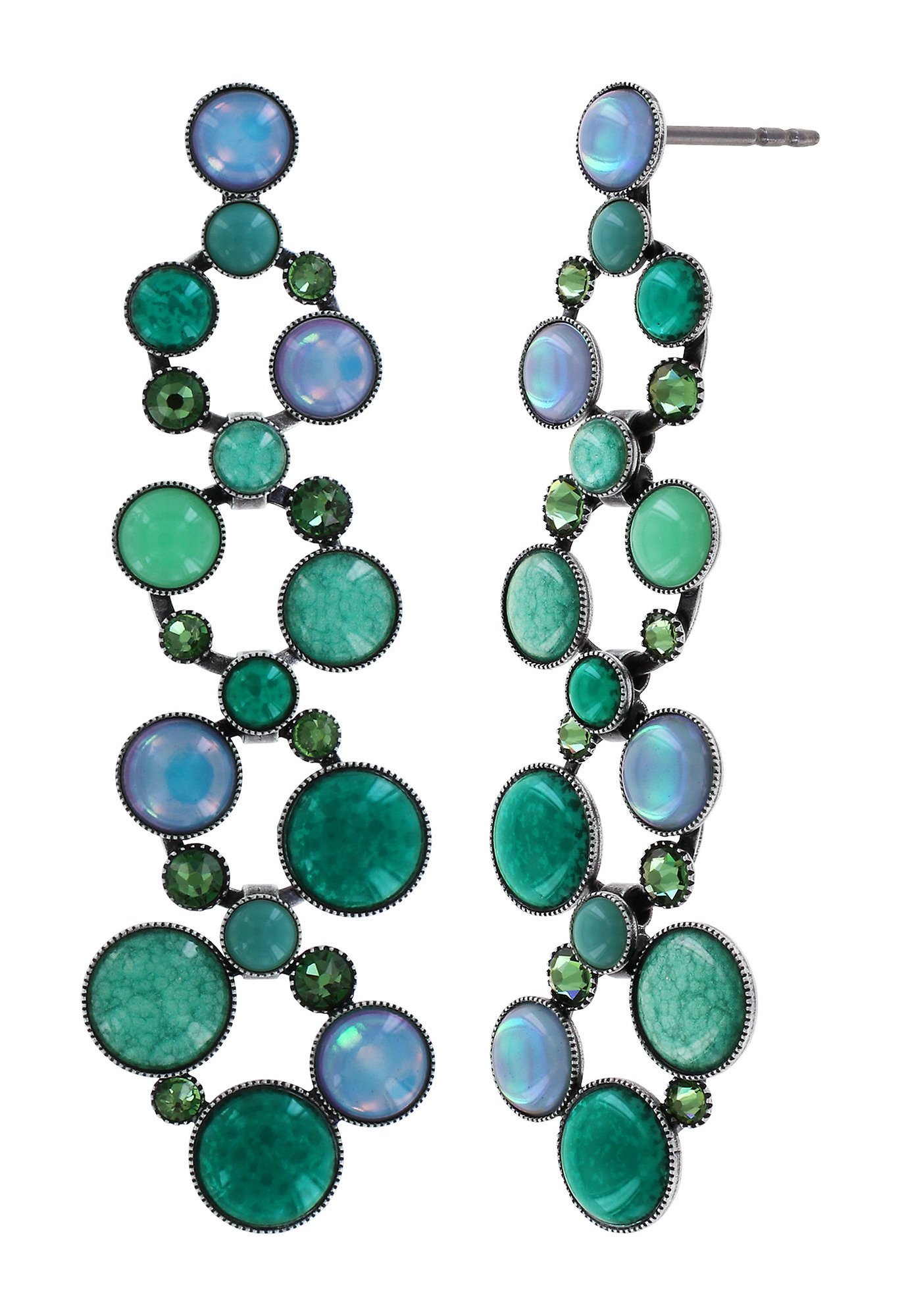 image for Earring Stud Dangling Shopping Drops Blue / Green  
