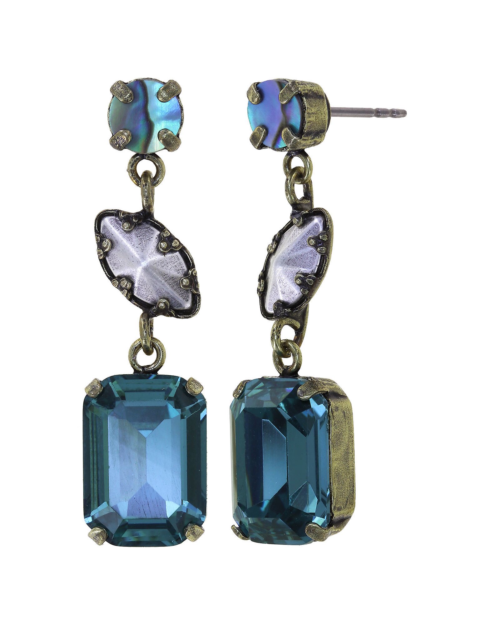 image for Earring Stud Dangling Sea Breeze Blue / Green  