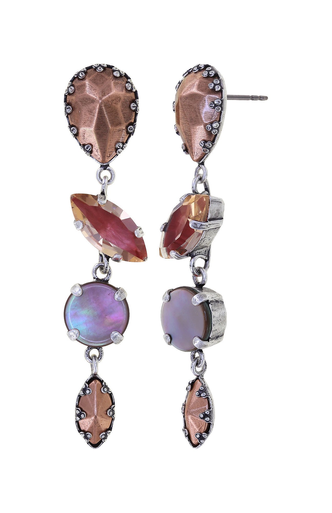 image pour Clou d'oreille pendant Sea Breeze Rose / Marron  