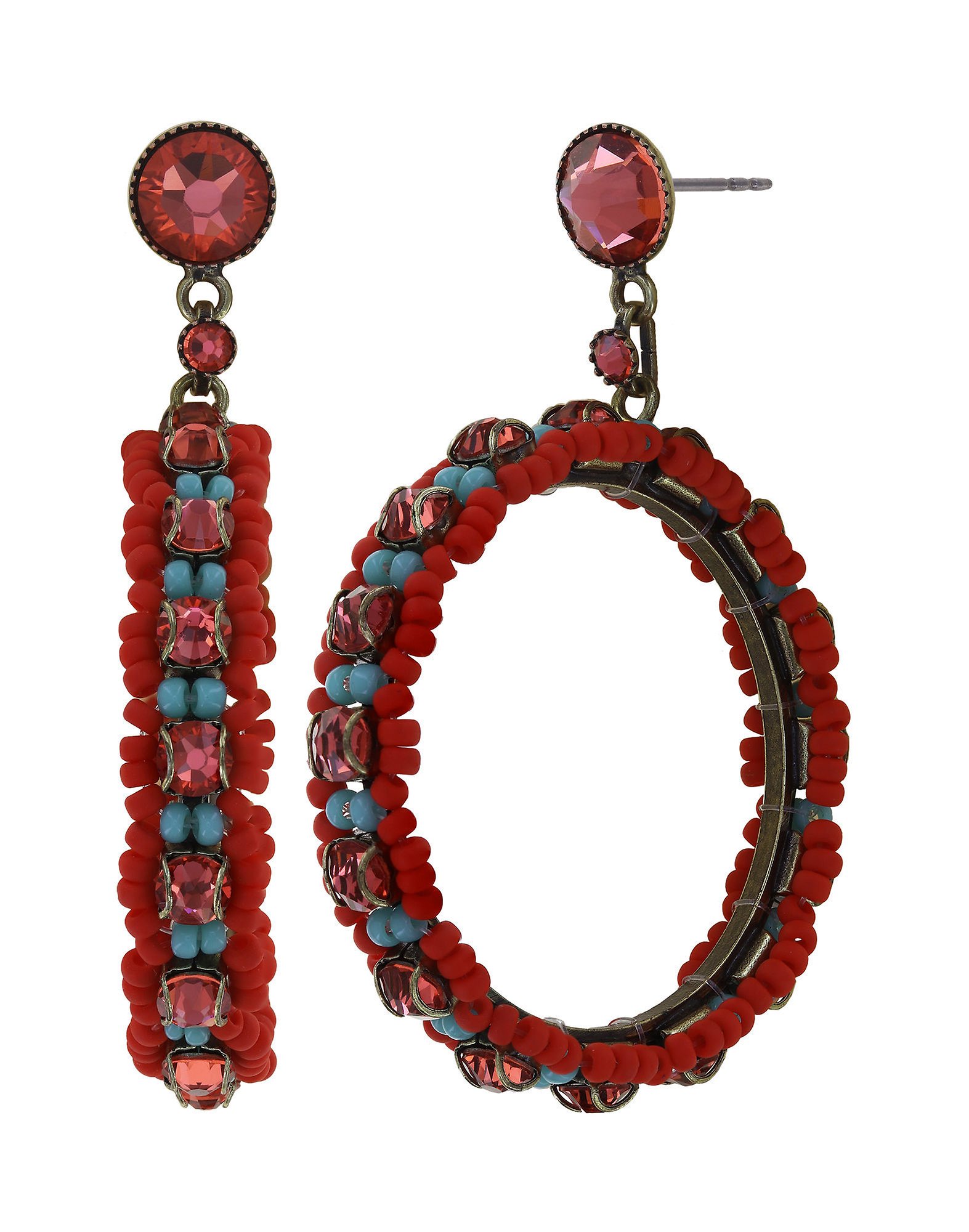 image for Earring Stud Dangling Festival de Luxe coralline/green  