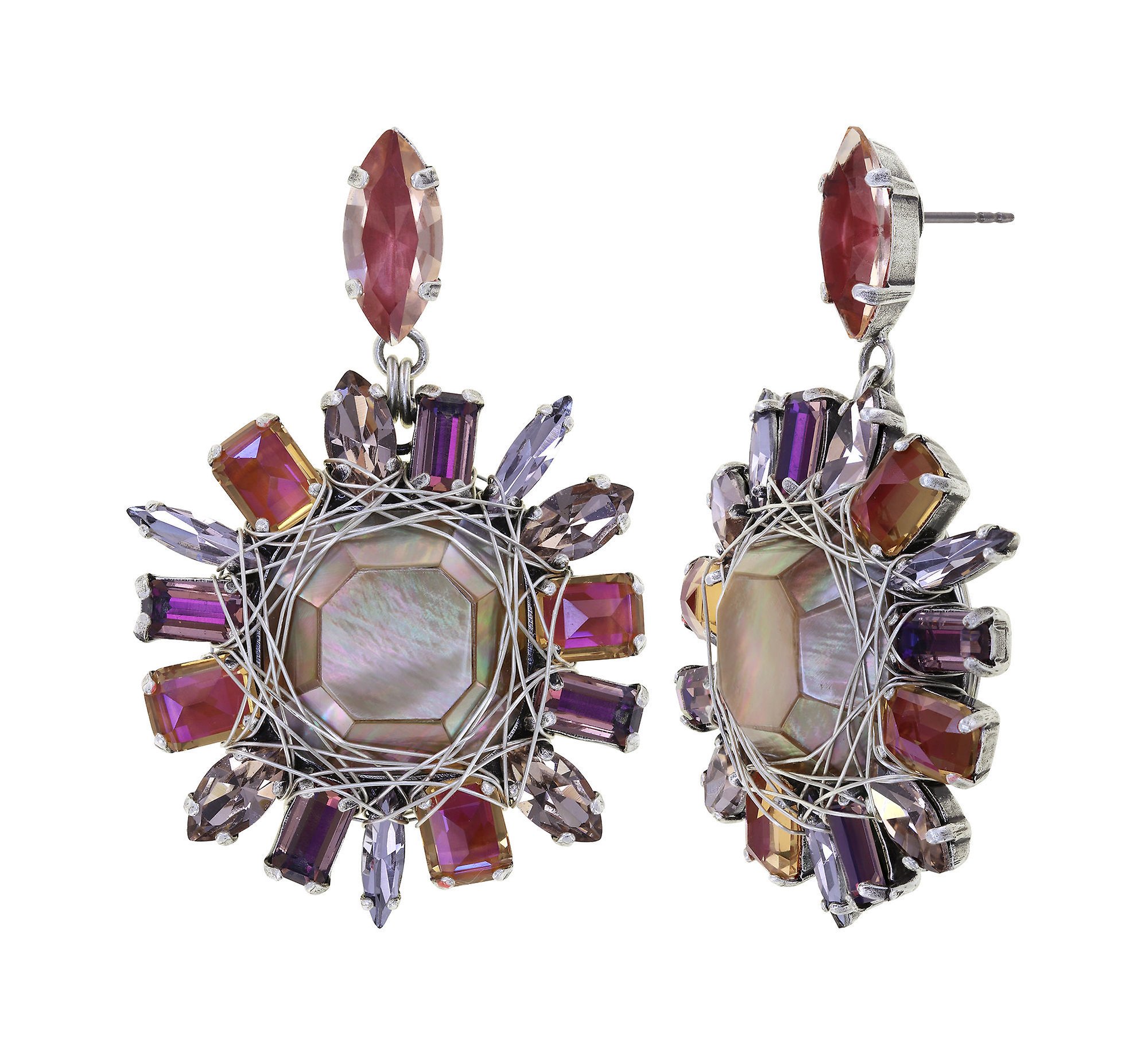 image for Earring stud dangling Cocktail at the Beach Pink / Brown  size M