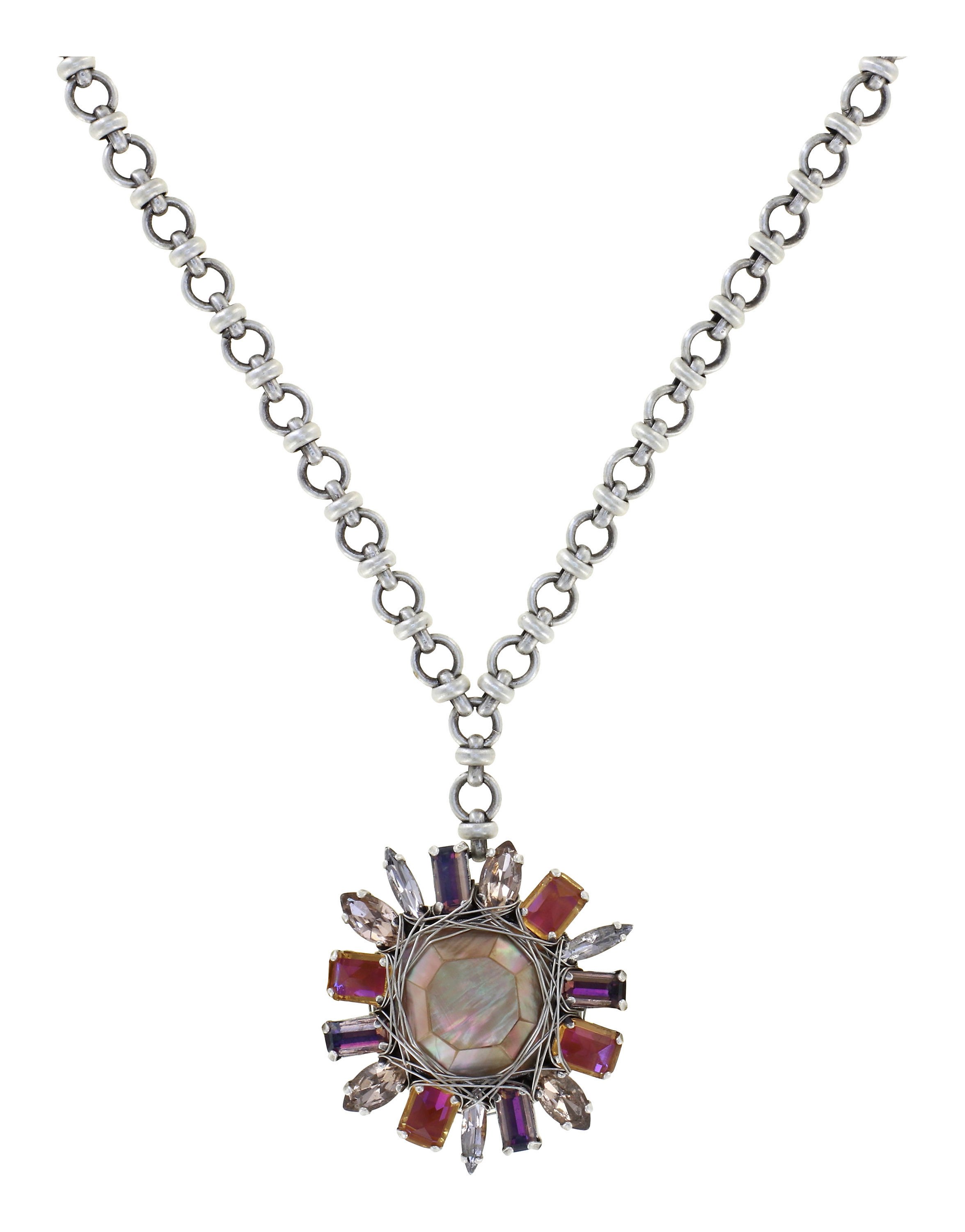 image for Necklace Pendant Cocktail at the Beach Pink / Brown  size M